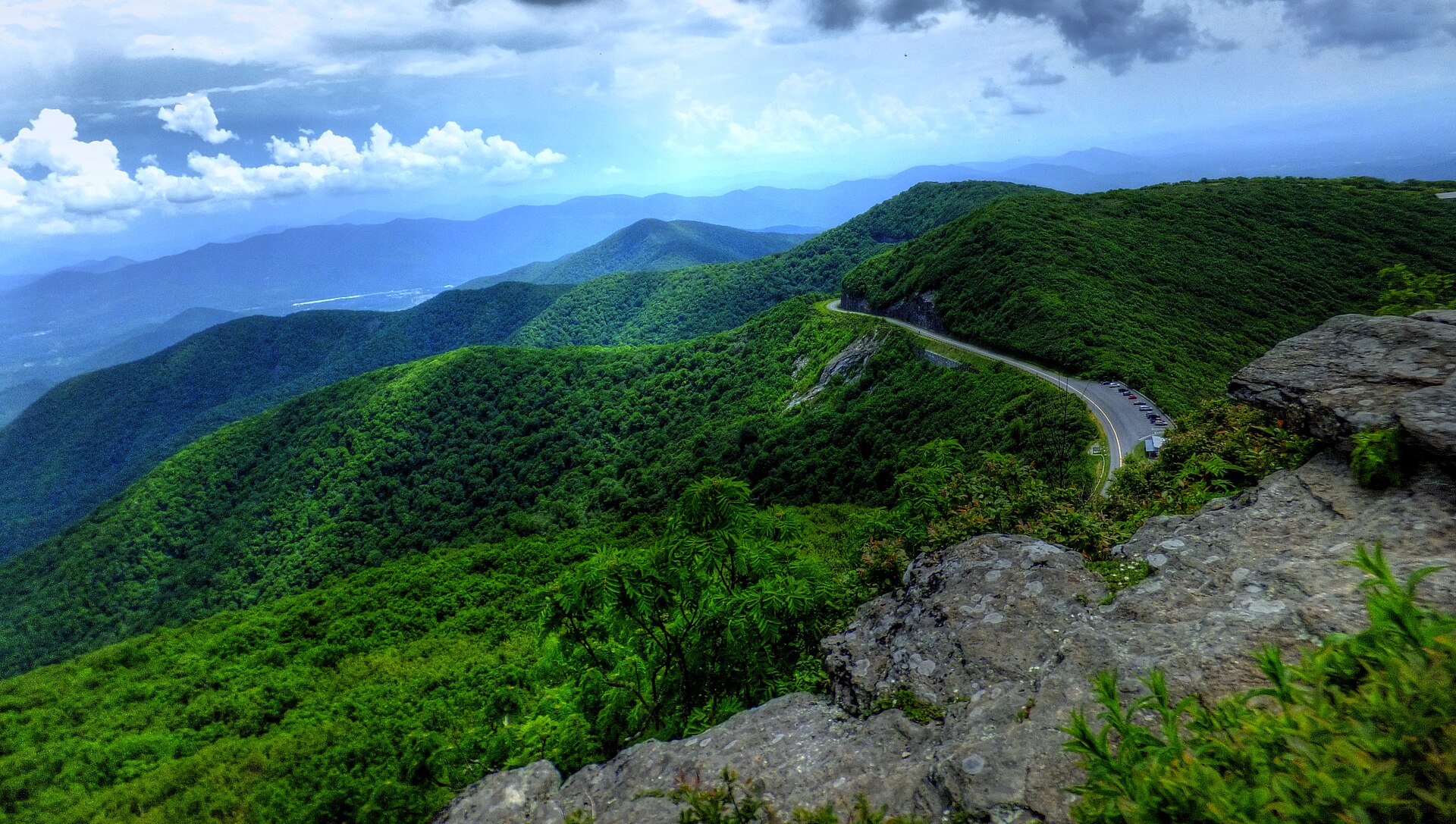 The Blue Ridge Mountains at Craggy Gardens in Buncombe County, North Carolina.