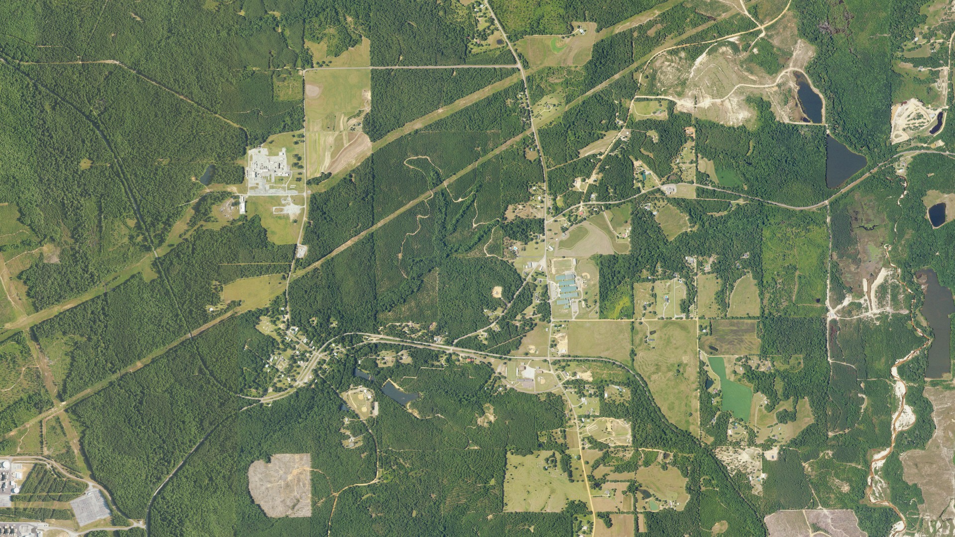 Natural-color aerial photograph of land around Billingsley, Alabama