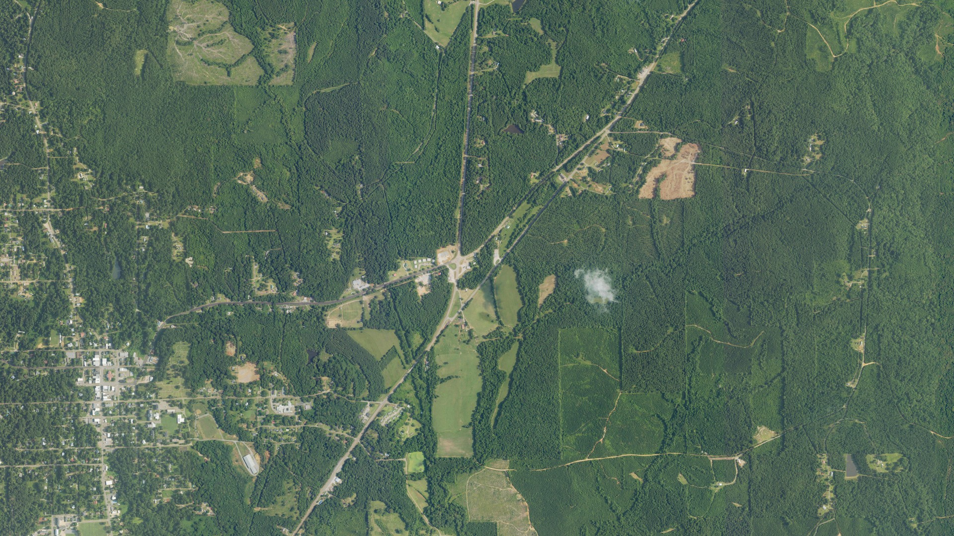 Natural-color aerial photograph of land around Perry County, Alabama