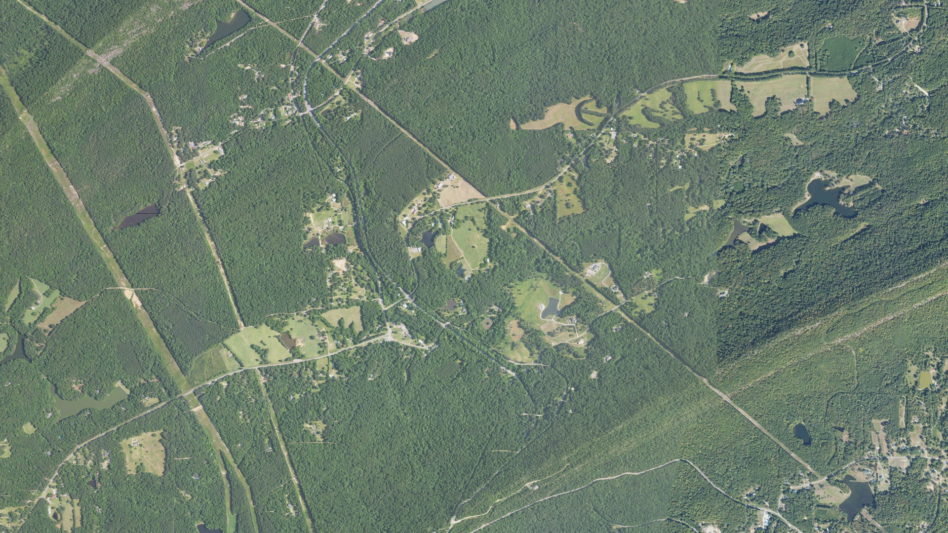 Natural-color aerial photograph of land around Dunnavant, Alabama