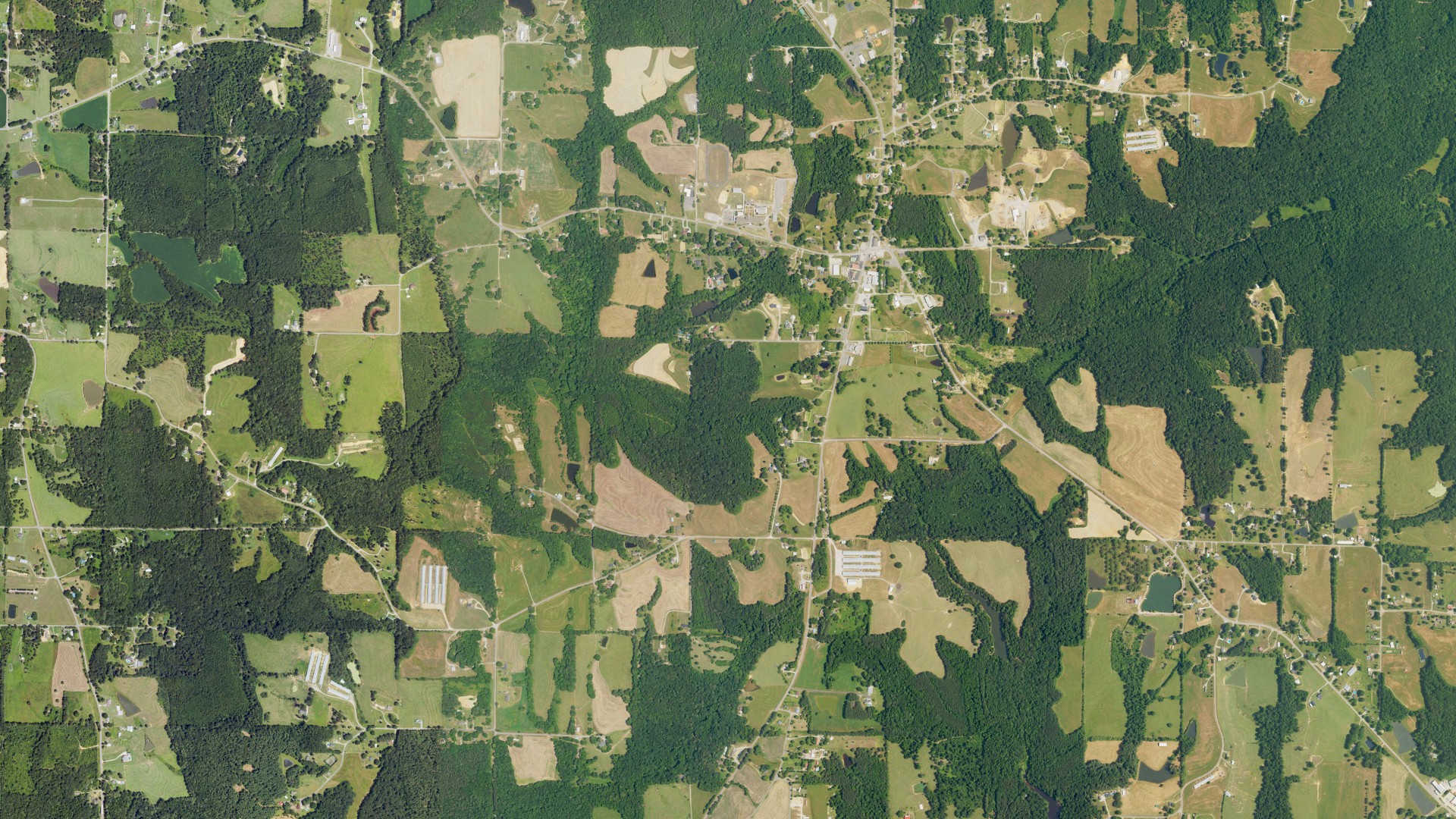 Natural-color aerial photograph of land around Eva, Alabama