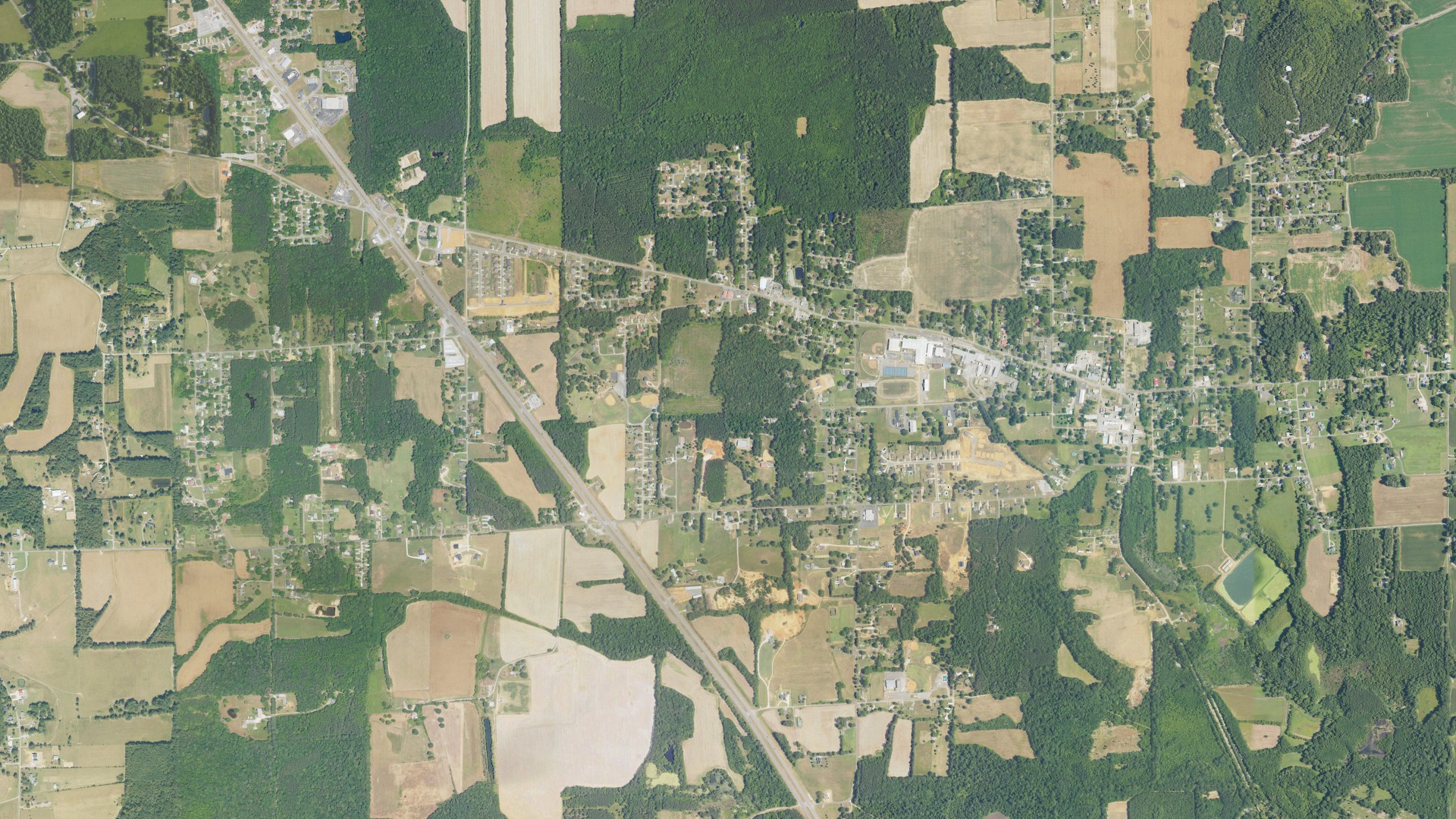 Natural-color aerial photograph of land around New Hope, Alabama