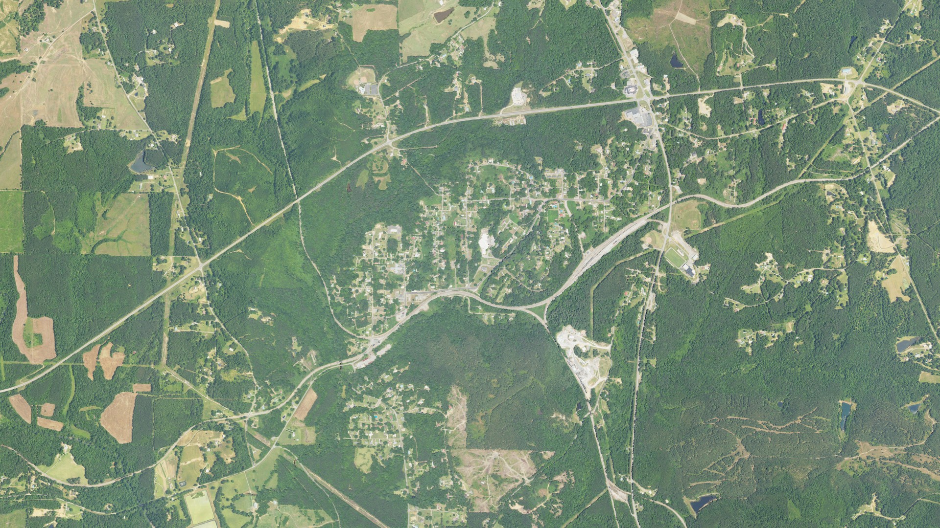 Natural-color aerial photograph of land around Parrish, Alabama