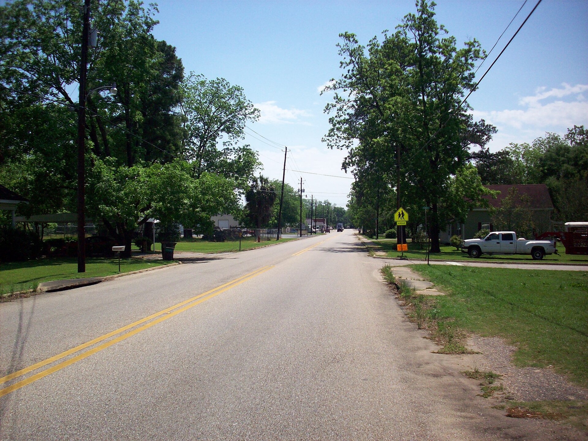 Main Street in Pinckard, Alabama, looking toward center of town