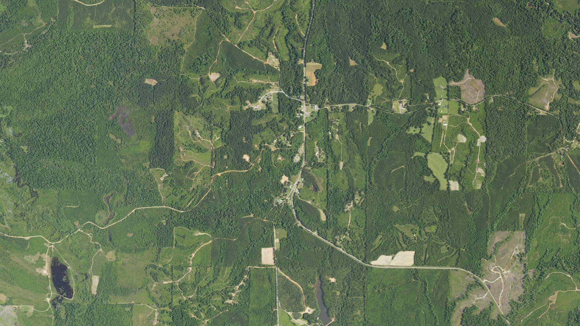 Natural-color aerial photograph of land around Putnam, Alabama