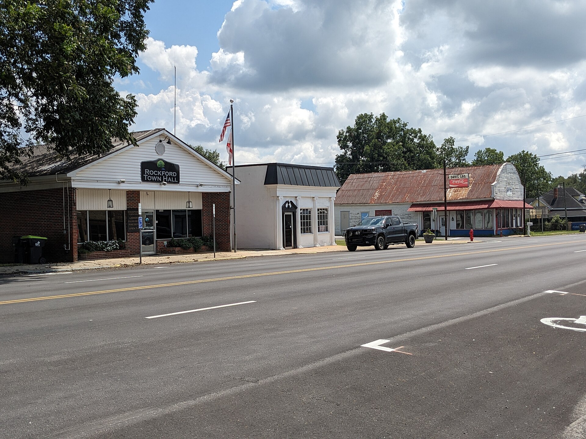 Buildings on Main Street in Rockford, Alabama.