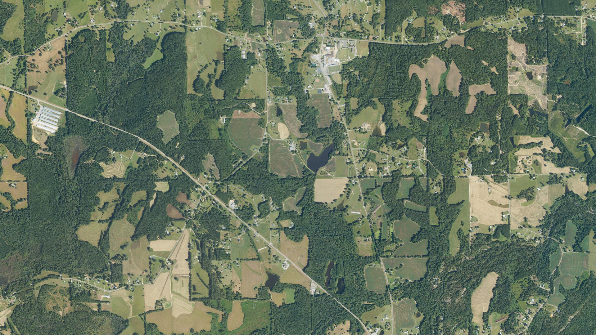 Natural-color aerial photograph of land around Sand Rock, Alabama