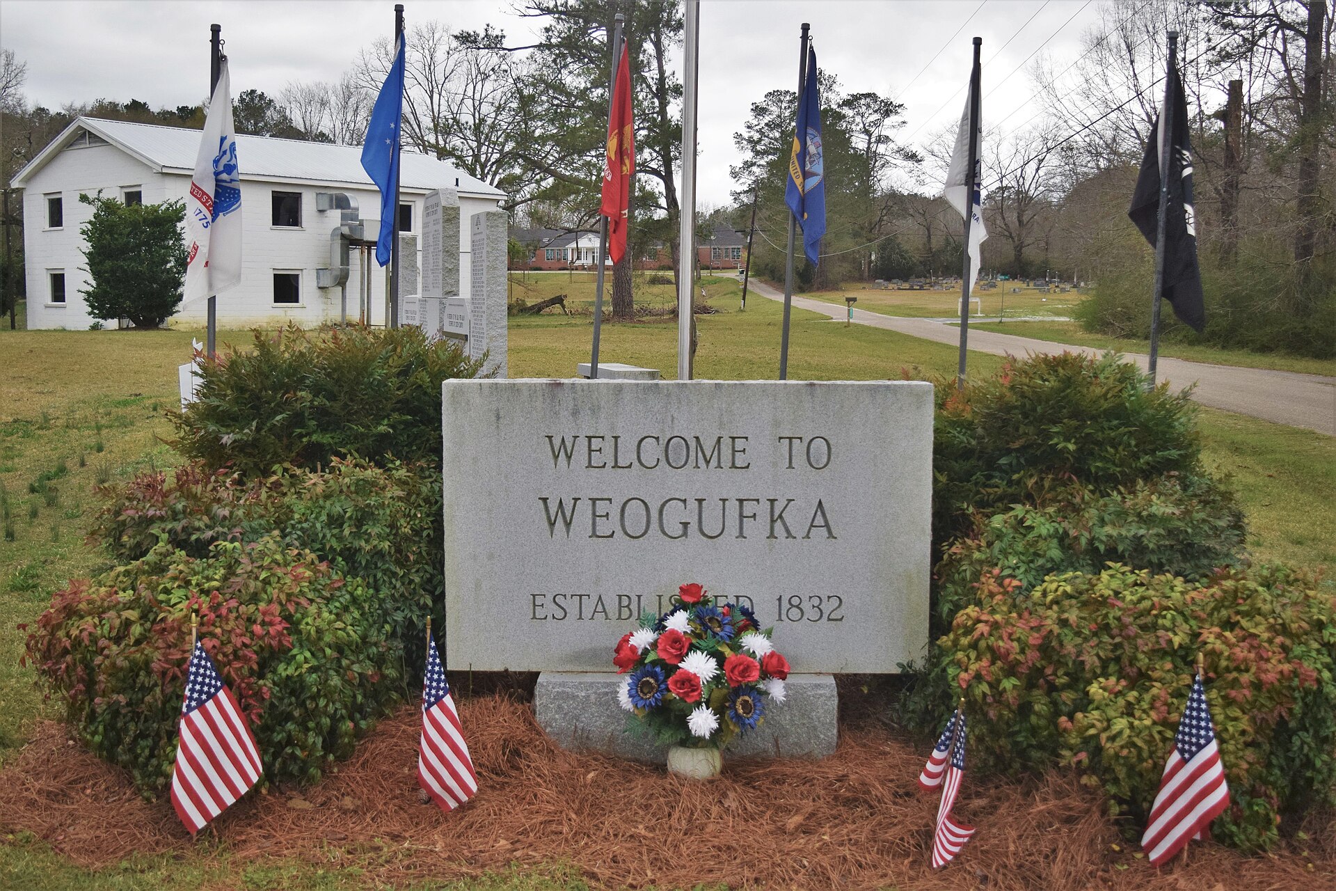 This is a photo of the welcome sign in Weogufka, AL. — Alabama