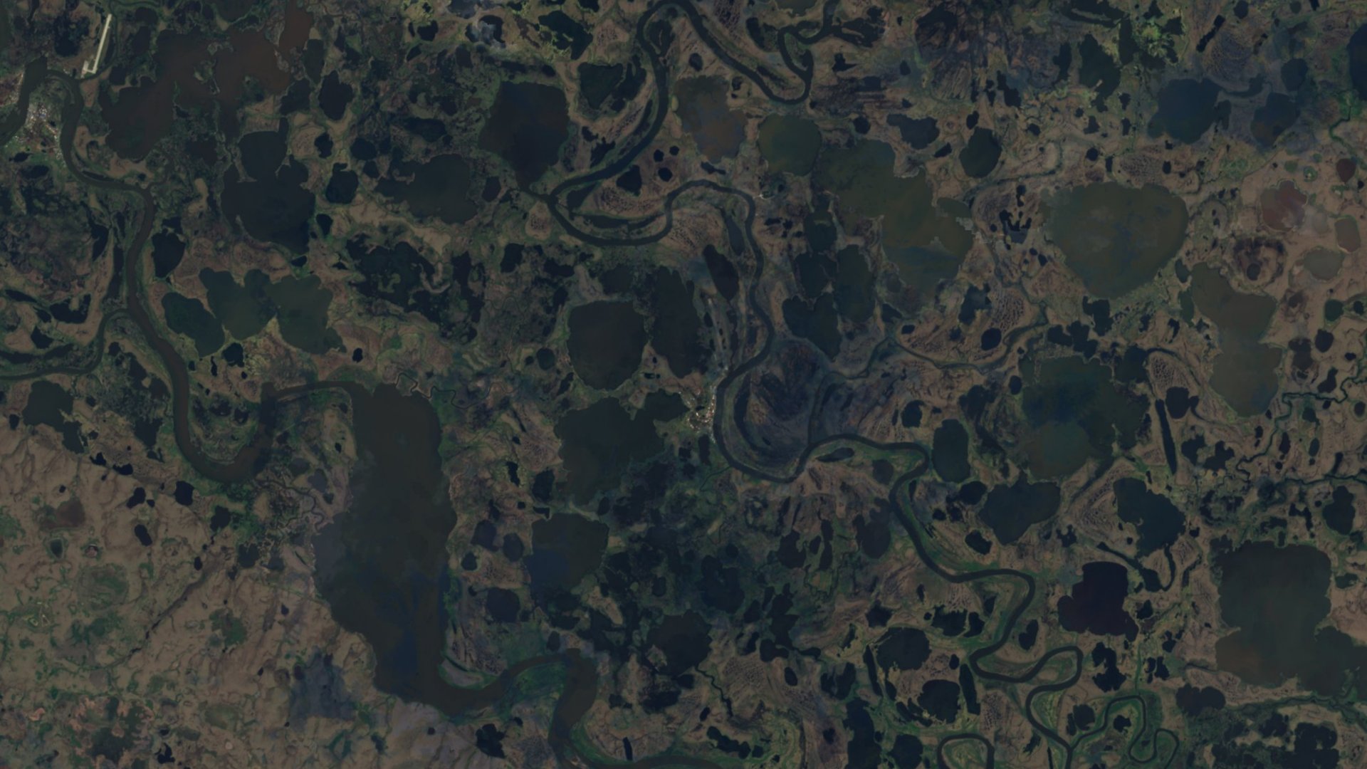 Satellite photograph of the landscape around Atmautluak, Alaska, captured in 2016