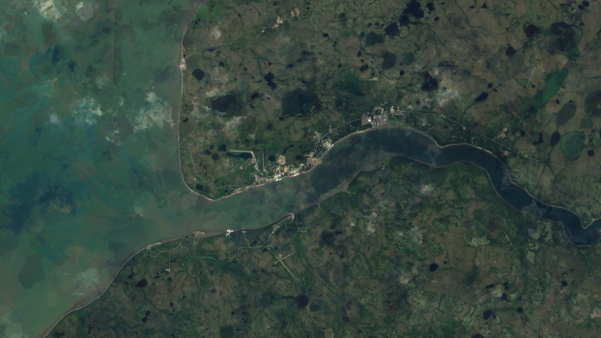Satellite photograph of the landscape around Bristol Bay Borough, Alaska, captured in 2016