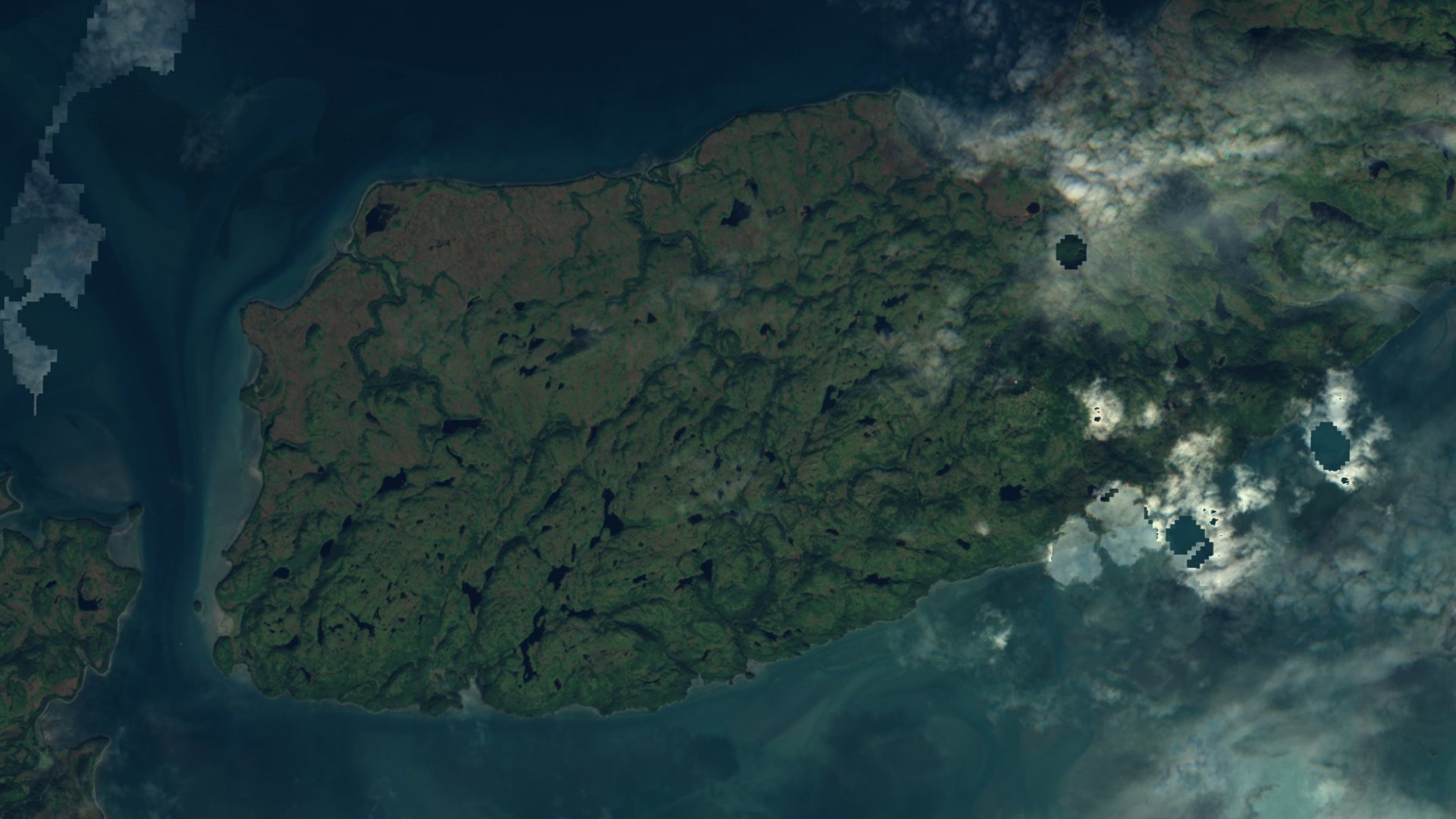 Satellite photograph of the landscape around Chugach Census Area, Alaska, captured in 2016
