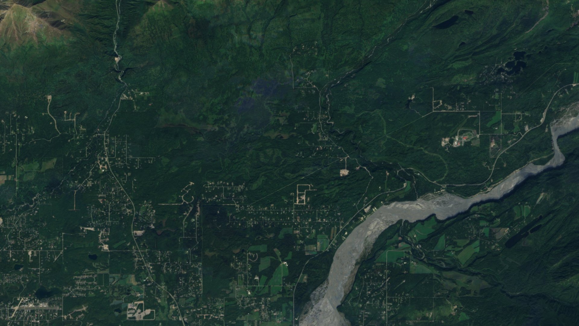 Satellite photograph of the landscape around Buffalo Soapstone, Alaska, captured in 2016