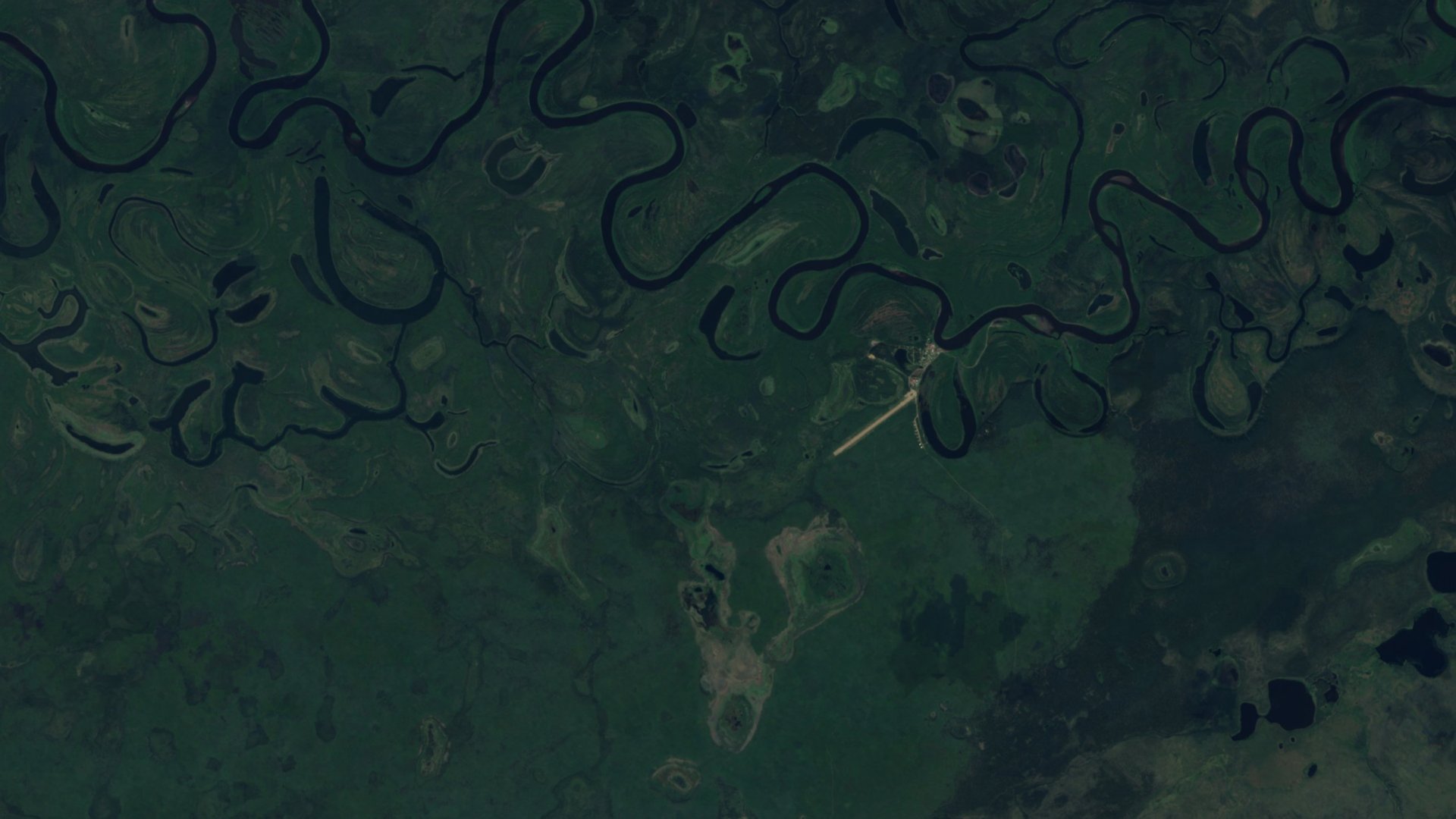 Satellite photograph of the landscape around Chalkyitsik, Alaska, captured in 2016