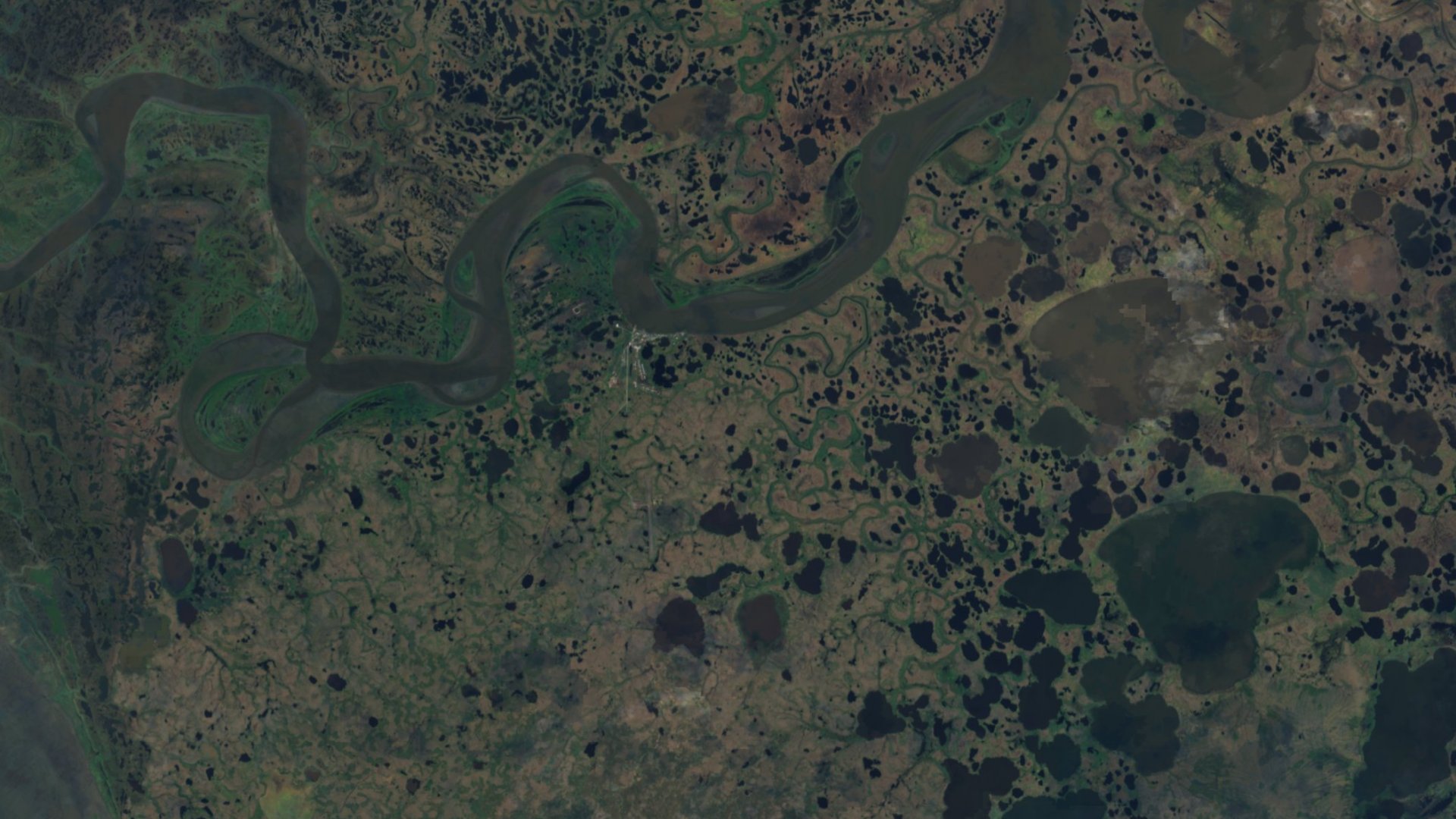Satellite photograph of the landscape around Chefornak, Alaska, captured in 2016
