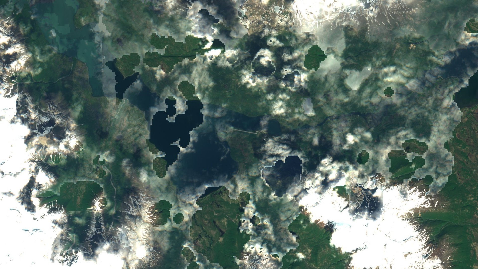 Satellite photograph of the landscape around Chignik Lake, Alaska, captured in 2016