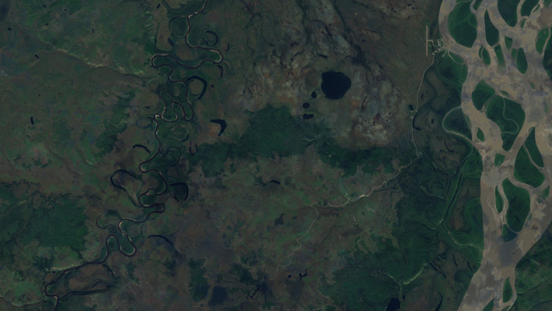 Satellite photograph of the landscape around Circle, Alaska, captured in 2016