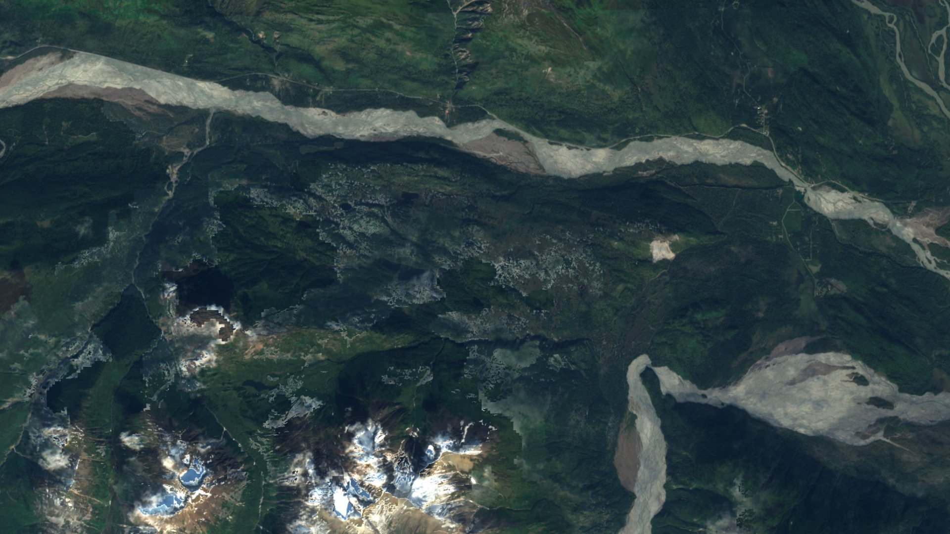 Satellite photograph of the landscape around Covenant Life, Alaska, captured in 2016