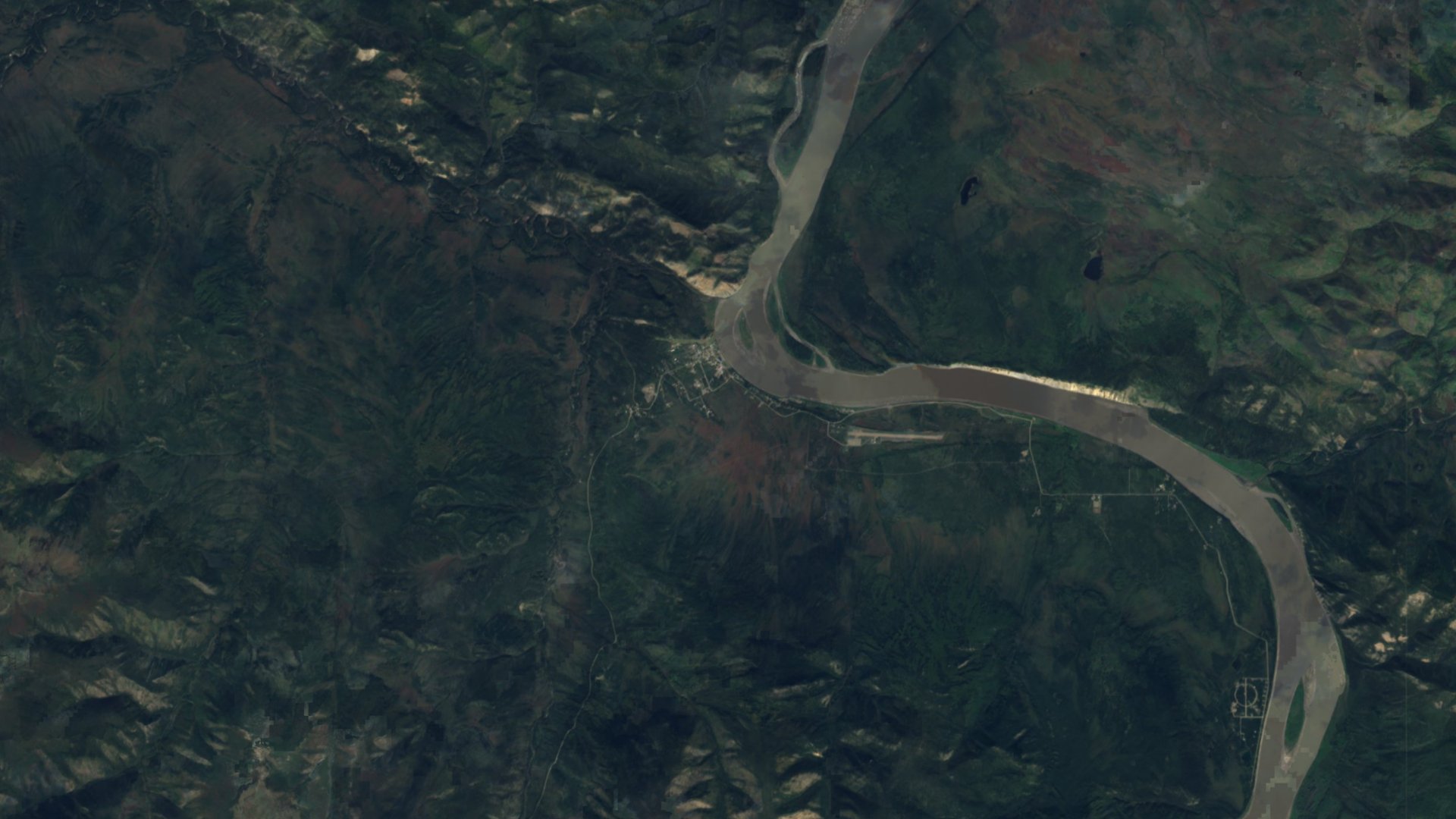 Satellite photograph of the landscape around Eagle, Alaska, captured in 2016