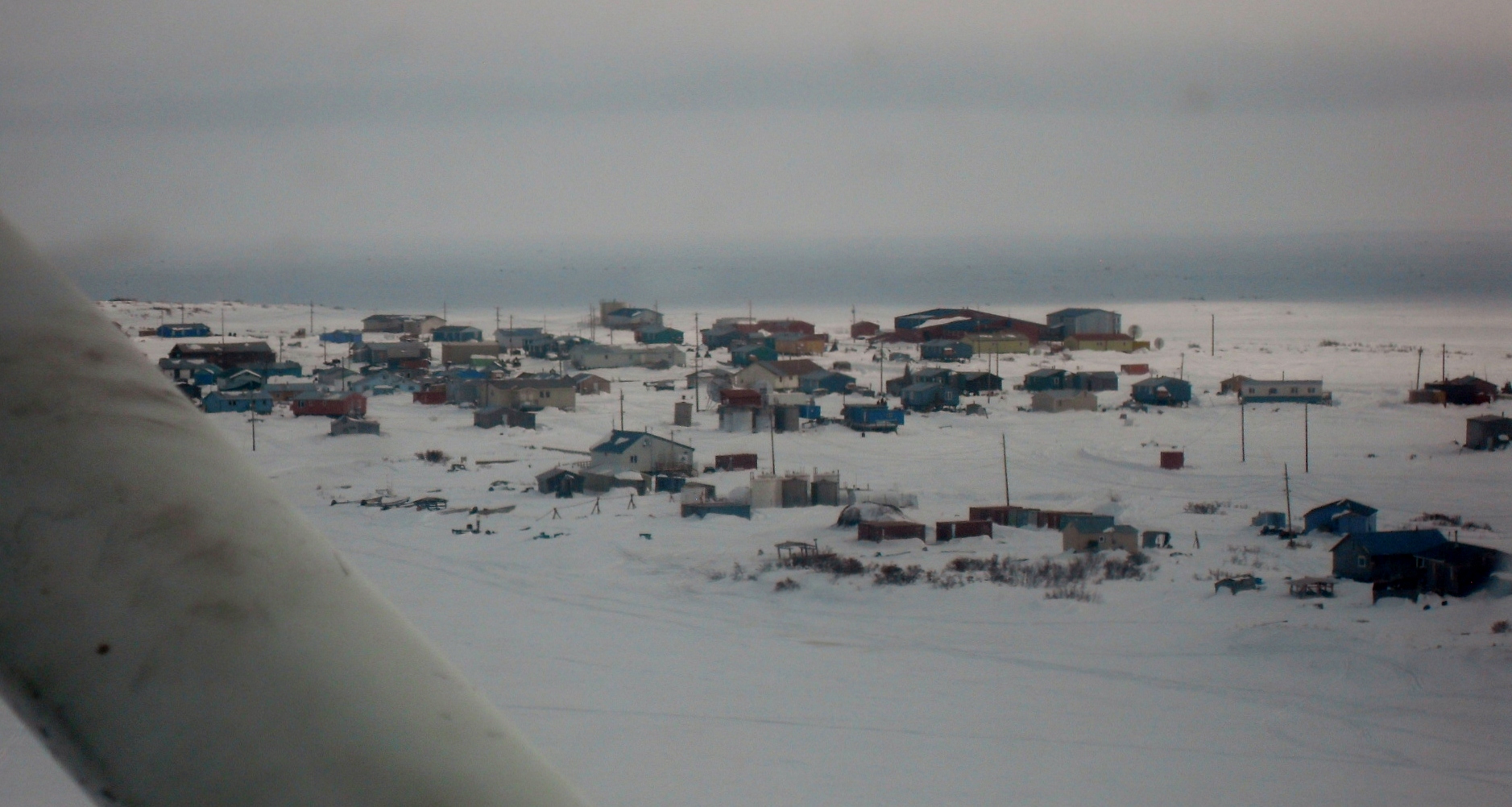 A photo of Eek, AK taken from a Cessna bush plane, March 2012 — Alaska