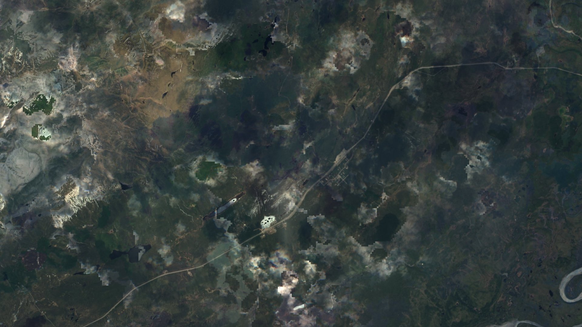 Satellite photograph of the landscape around Eureka Roadhouse, Alaska, captured in 2016