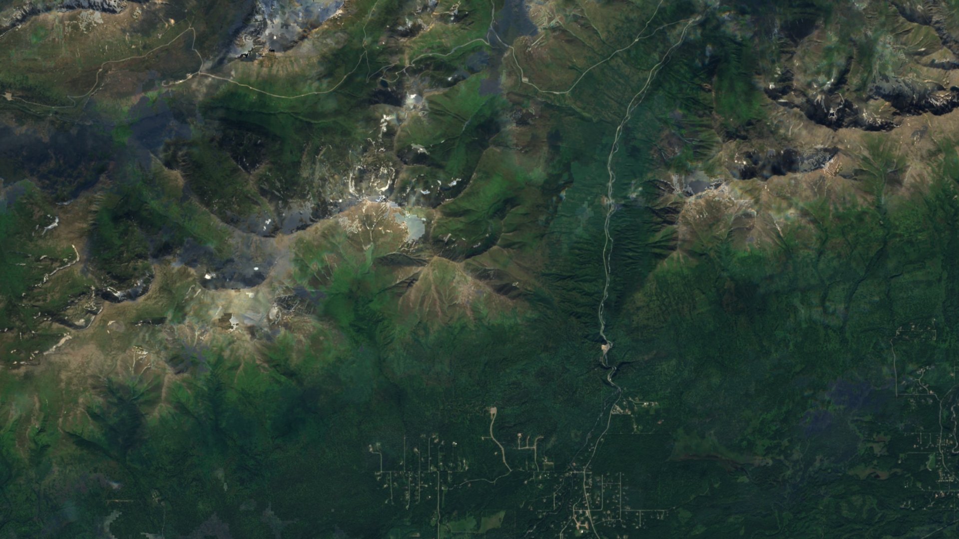 Satellite photograph of the landscape around Fishhook, Alaska, captured in 2016