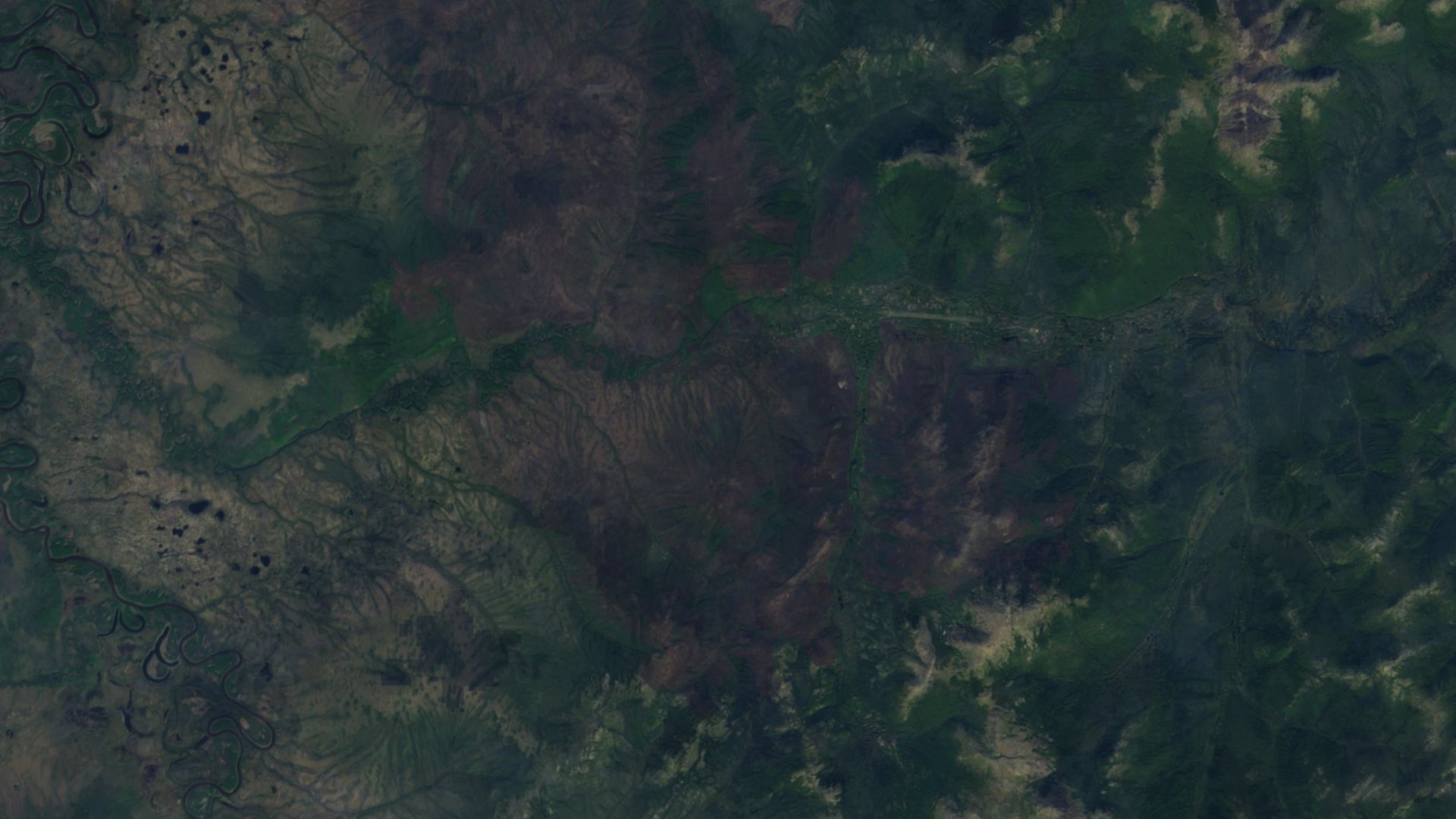 Satellite photograph of the landscape around Flat, Alaska, captured in 2016