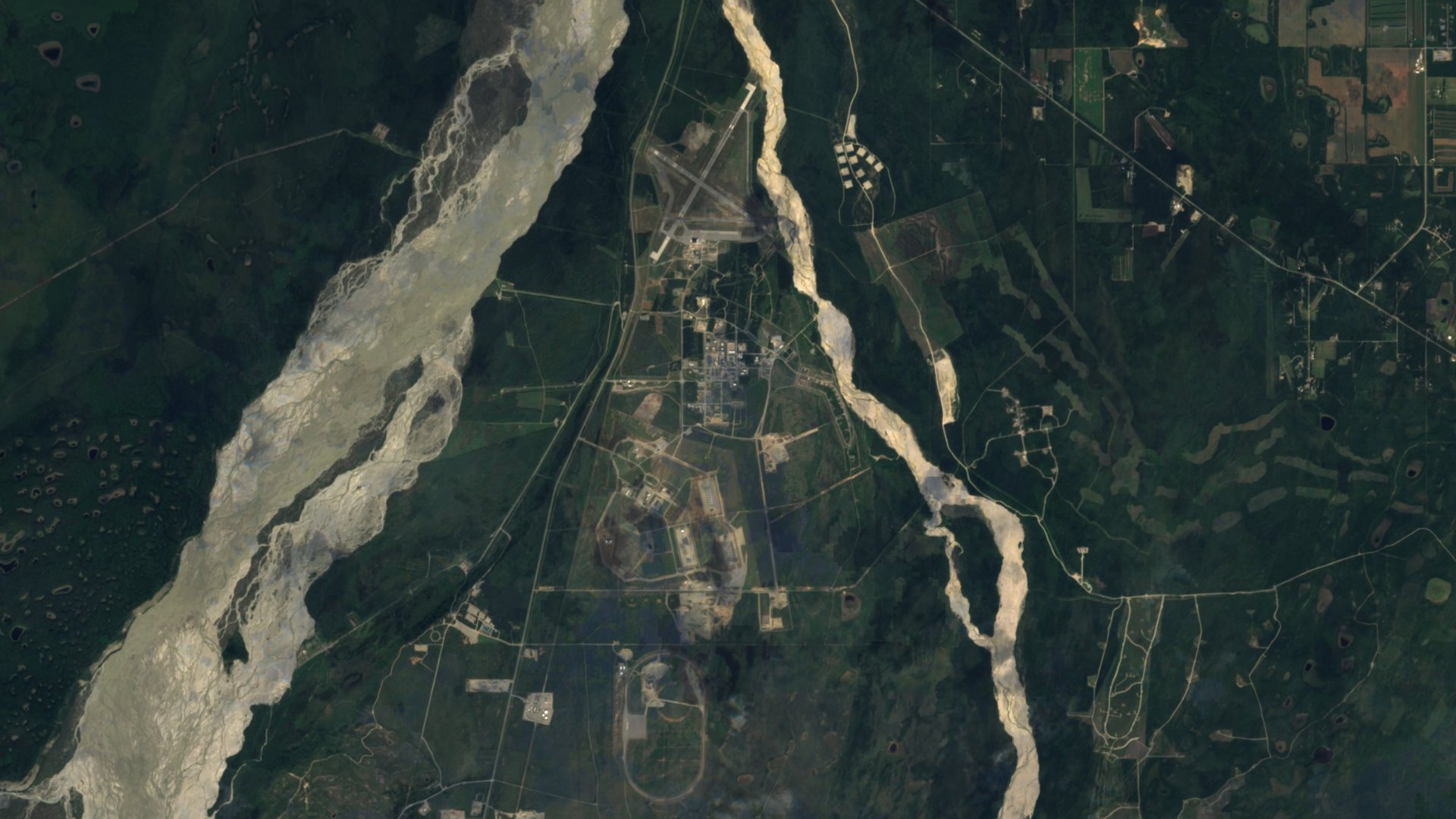 Satellite photograph of the landscape around Fort Greely, Alaska, captured in 2016