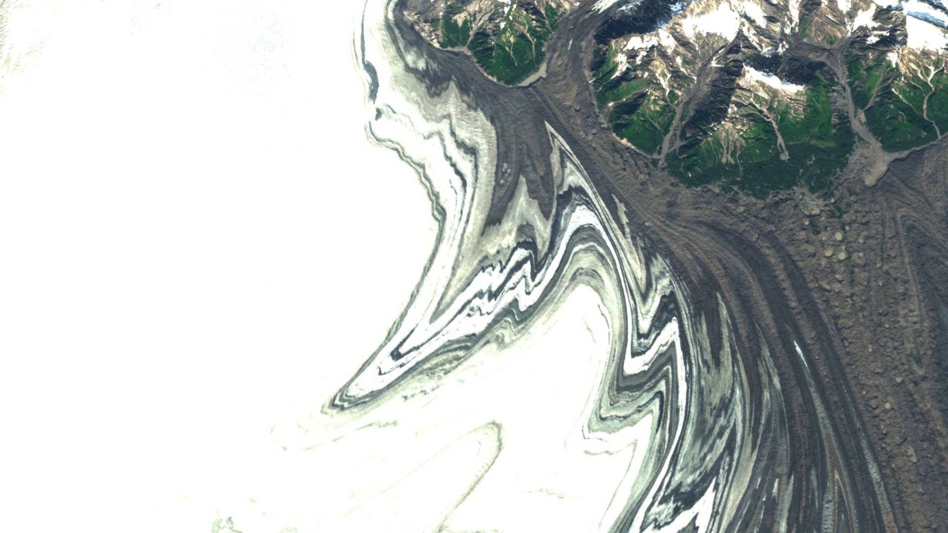 Satellite photograph of the landscape around Yakutat City and Borough, Alaska, captured in 2016