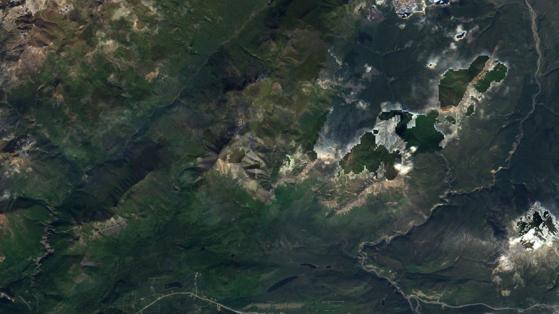 Satellite photograph of the landscape around Glacier View, Alaska, captured in 2016