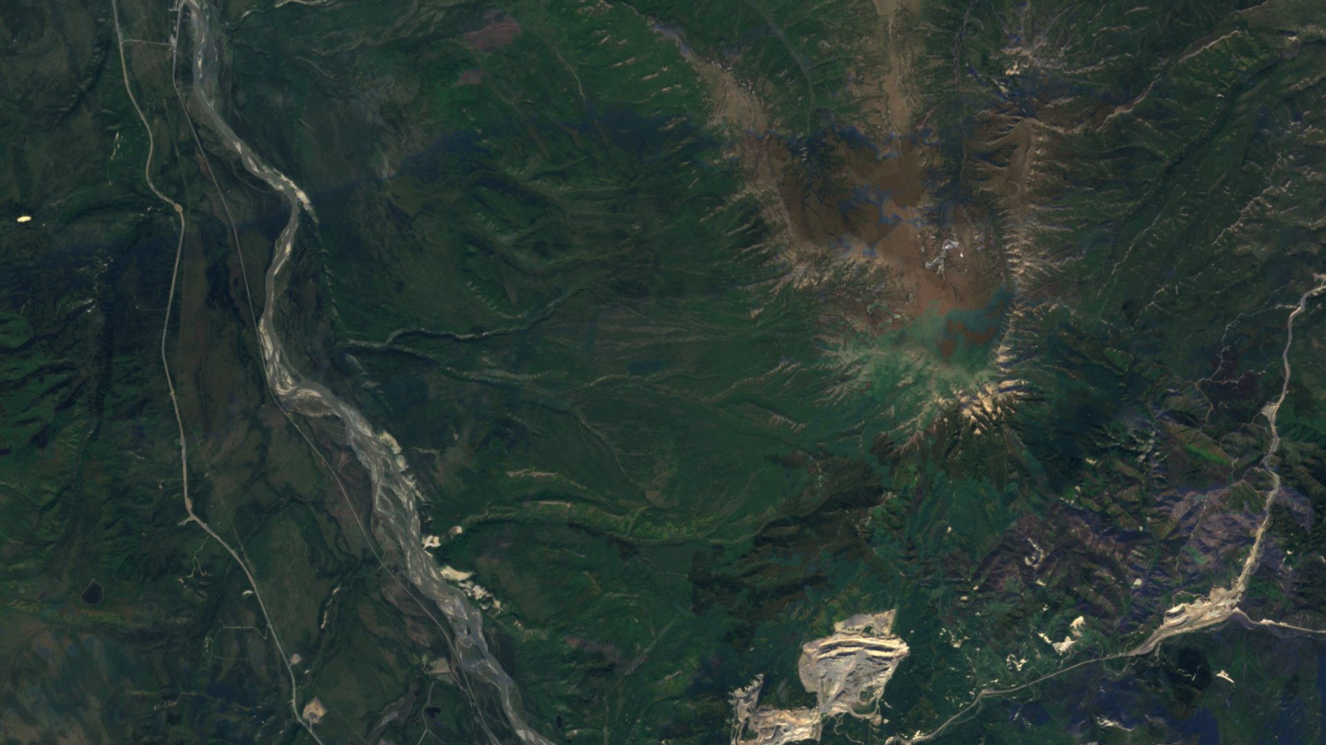 Satellite photograph of the landscape around Healy, Alaska, captured in 2016
