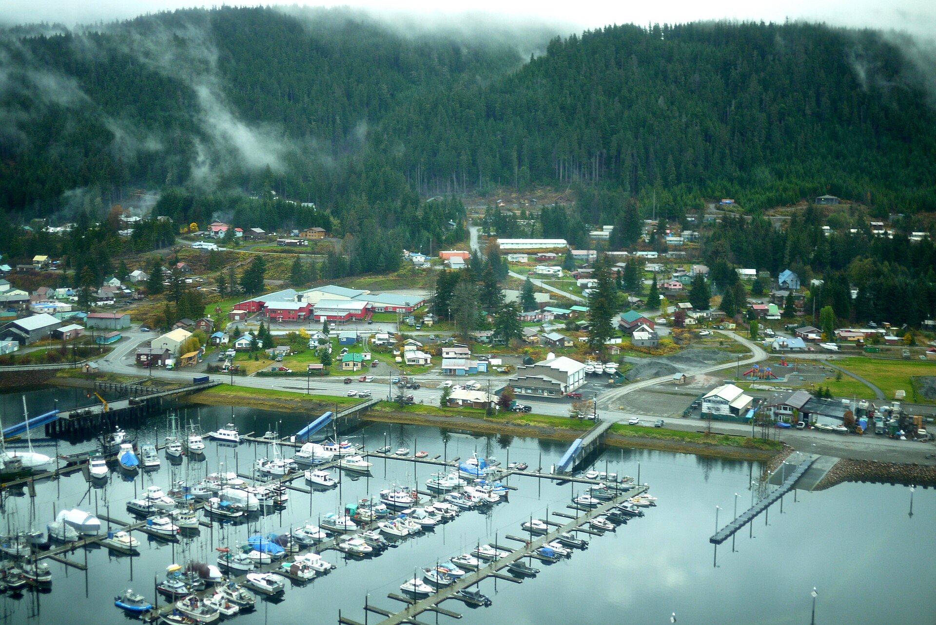 Aerial photo of Hoonah, Alaska