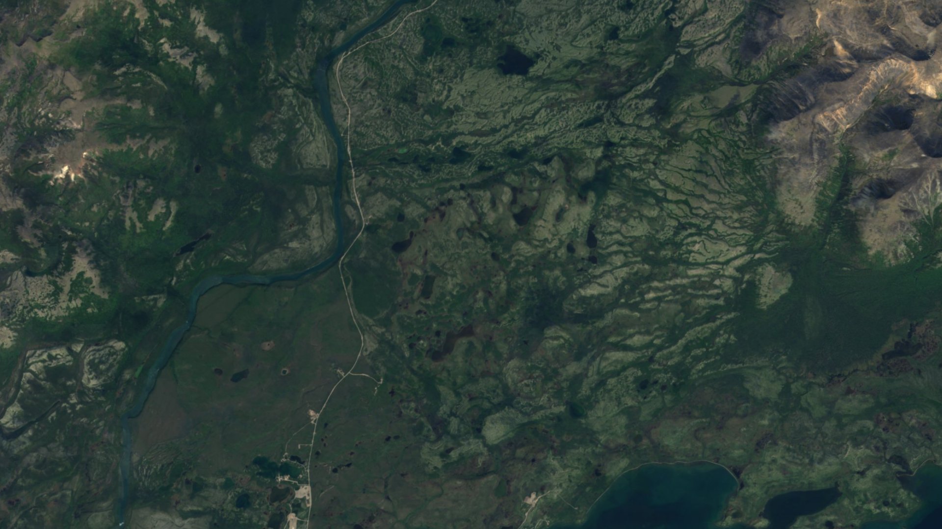 Satellite photograph of the landscape around Iliamna, Alaska, captured in 2016