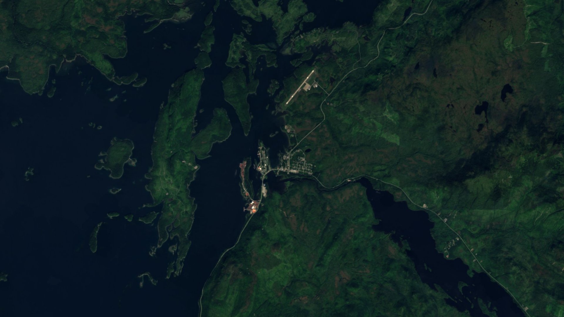 Satellite photograph of the landscape around Klawock, Alaska, captured in 2016