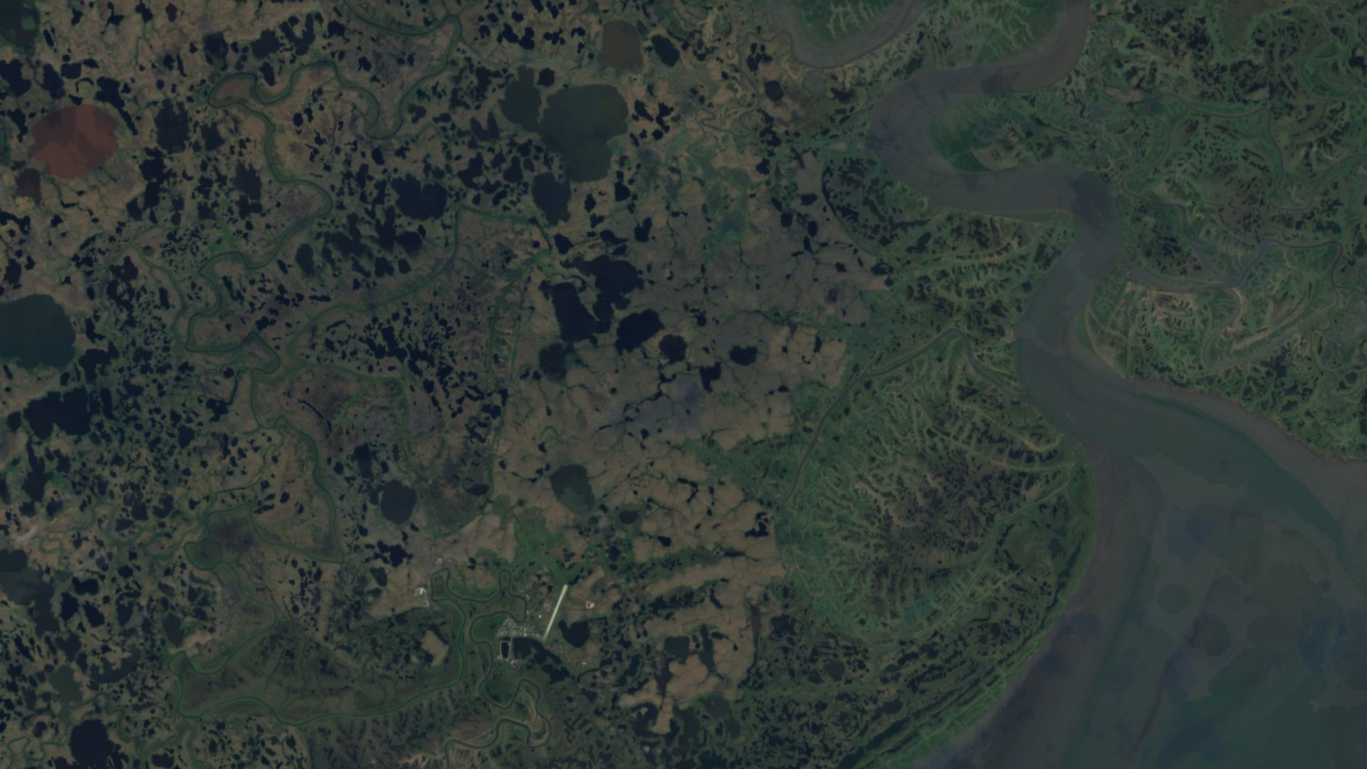 Satellite photograph of the landscape around Kongiganak, Alaska, captured in 2016