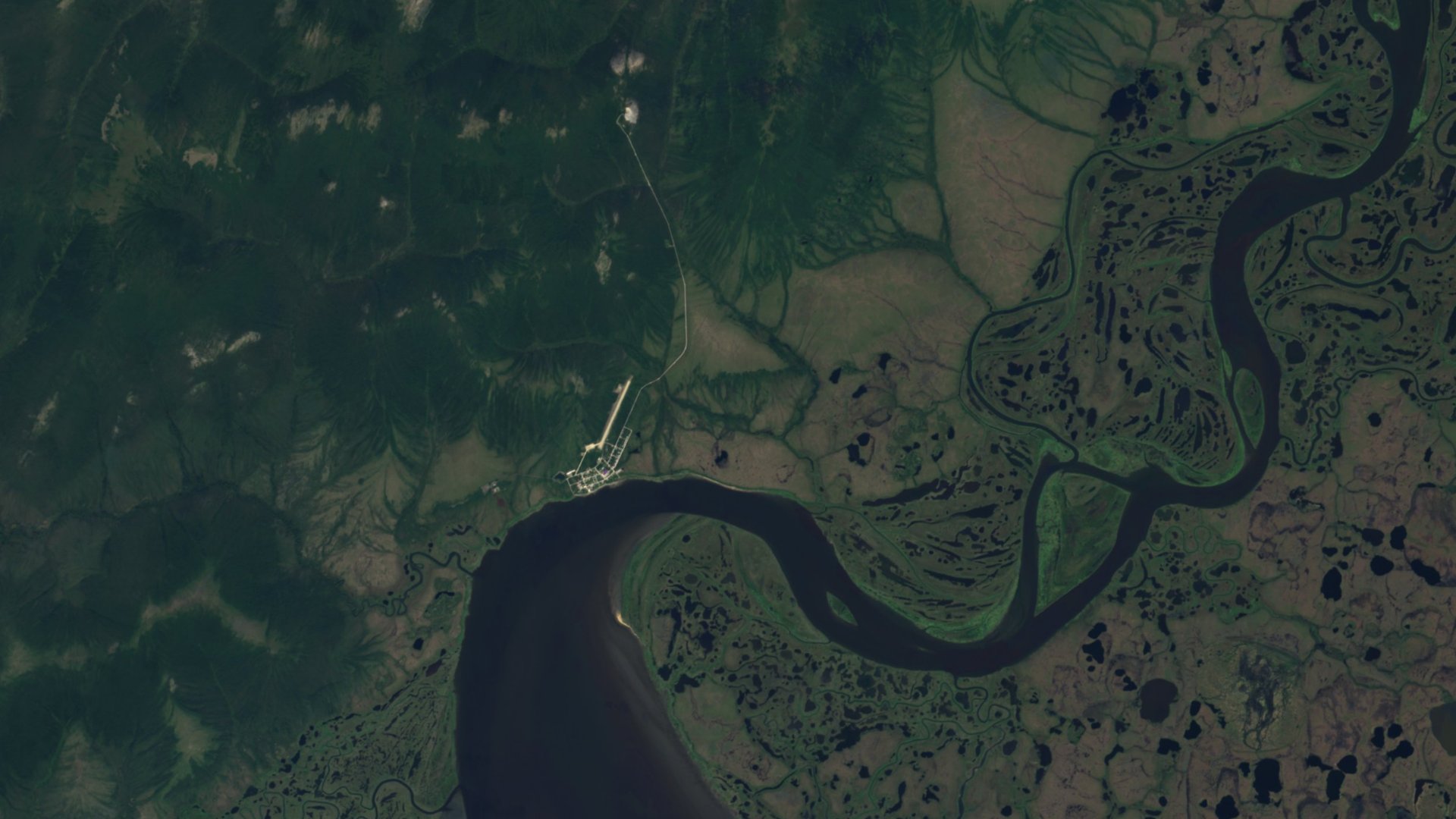 Satellite photograph of the landscape around Koyuk, Alaska, captured in 2016