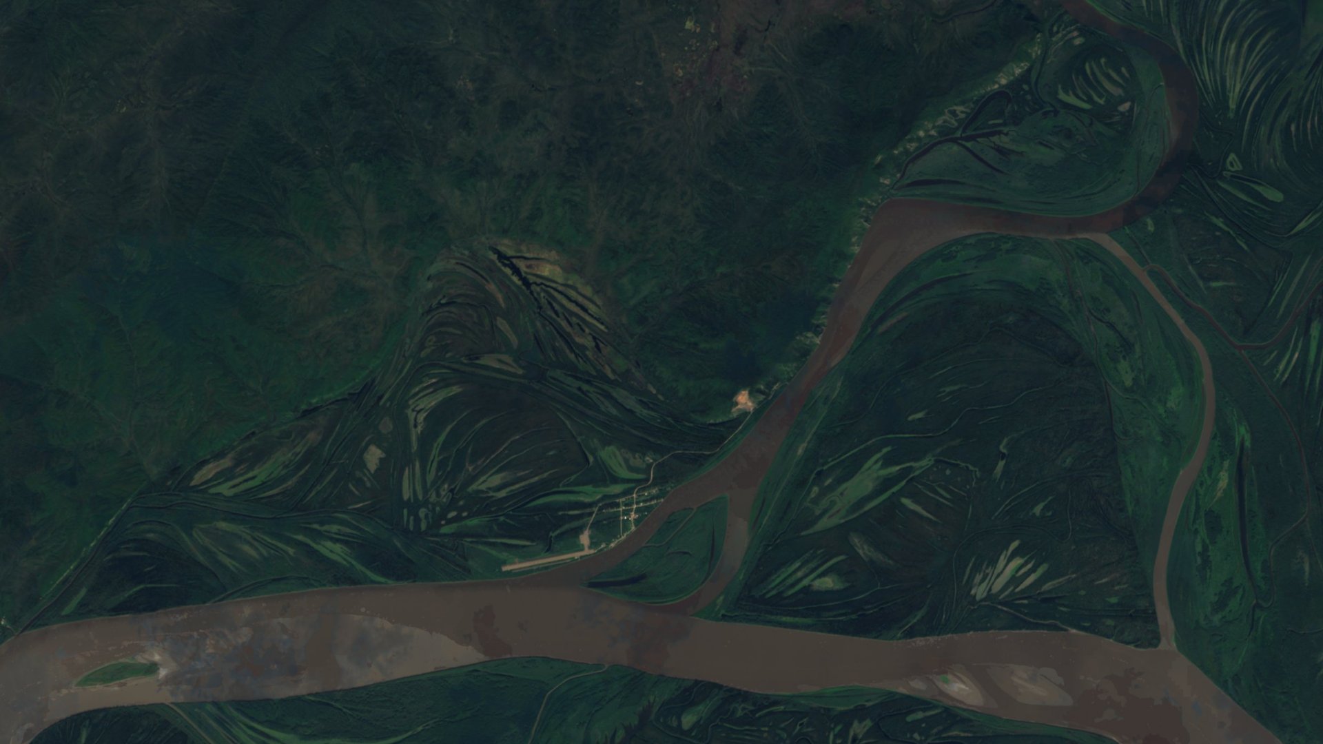 Satellite photograph of the landscape around Koyukuk, Alaska, captured in 2016