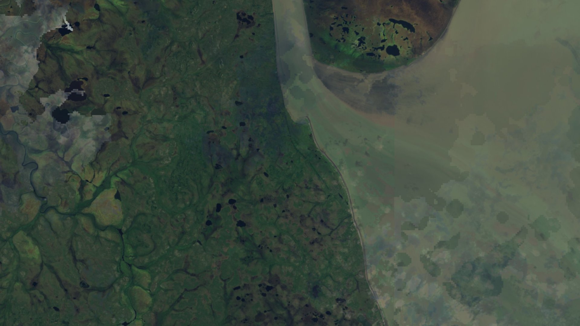 Satellite photograph of the landscape around Manokotak, Alaska, captured in 2016