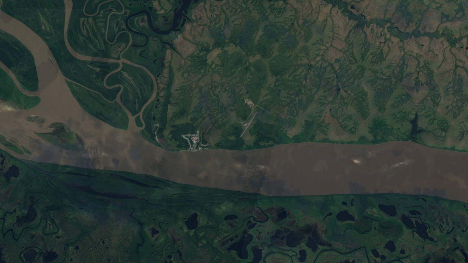 Satellite photograph of the landscape around Mountain Village, Alaska, captured in 2016