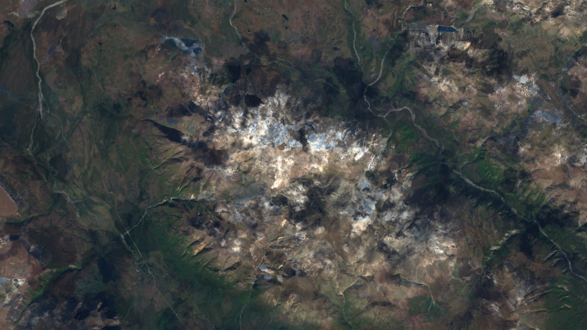 Satellite photograph of the landscape around Nabesna, Alaska, captured in 2016