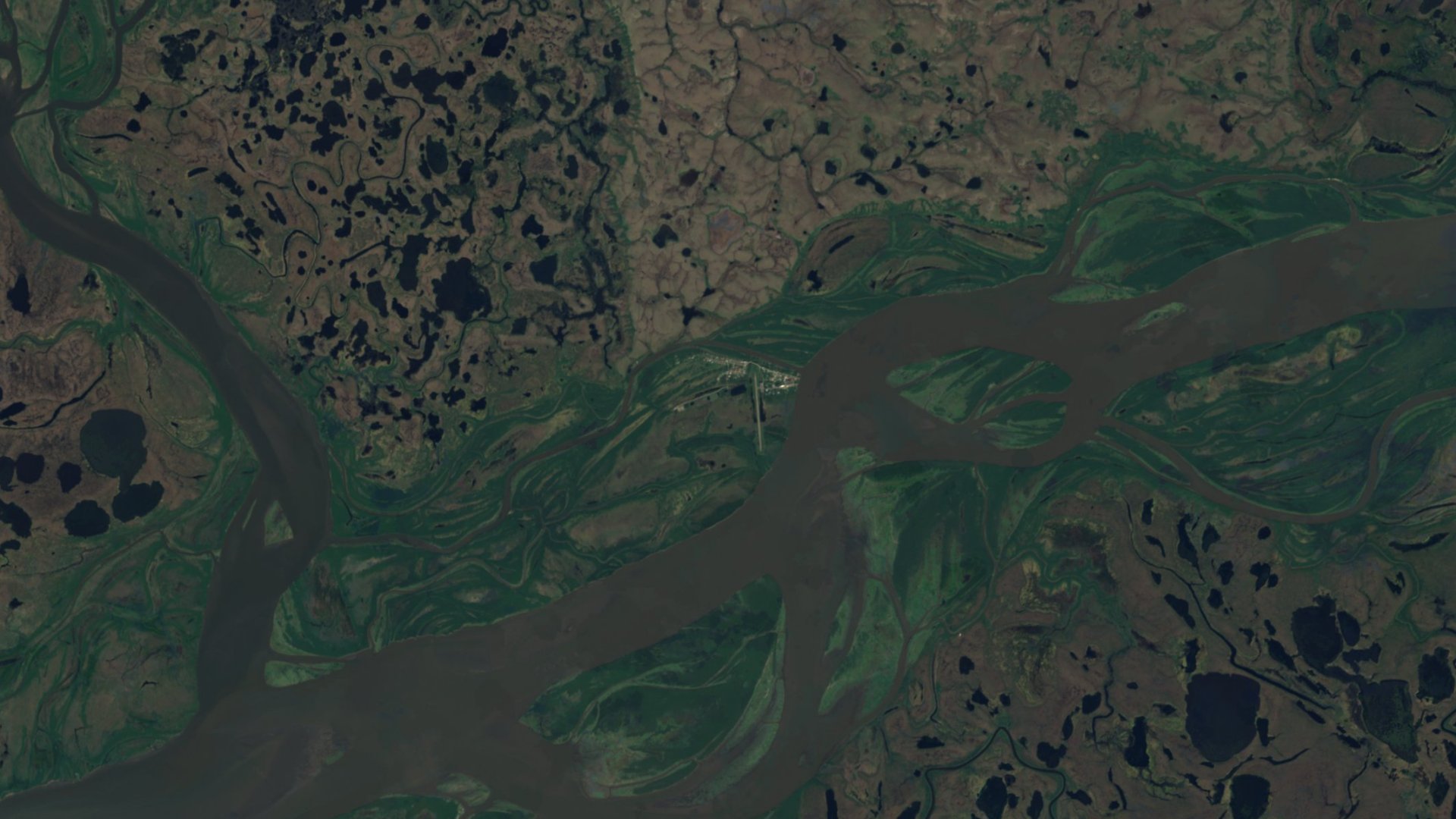Satellite photograph of the landscape around Napakiak, Alaska, captured in 2016