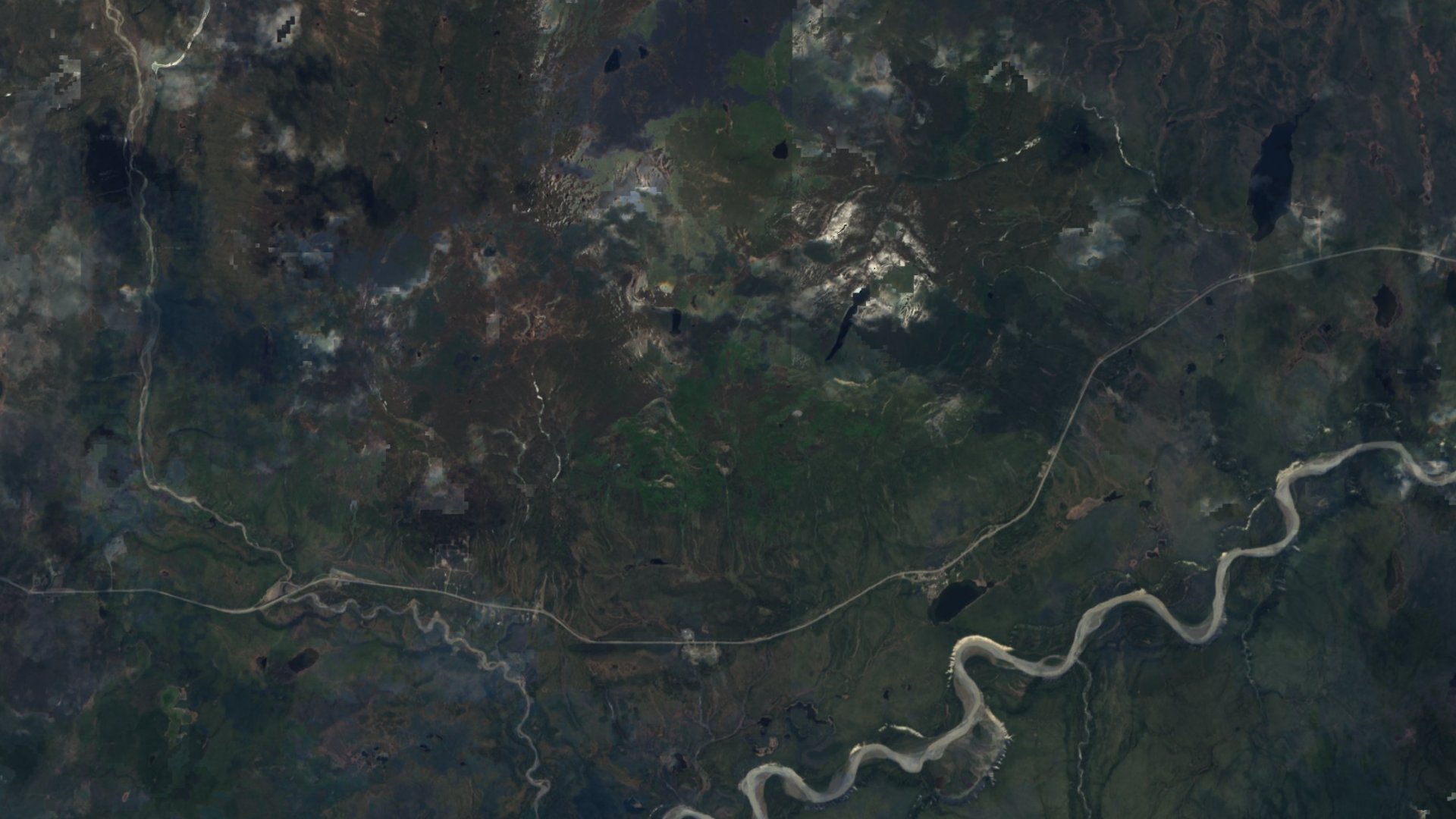 Satellite photograph of the landscape around Nelchina, Alaska, captured in 2016