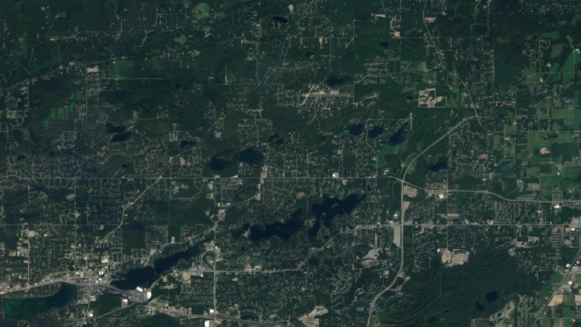 Satellite photograph of the landscape around North Lakes, Alaska, captured in 2016