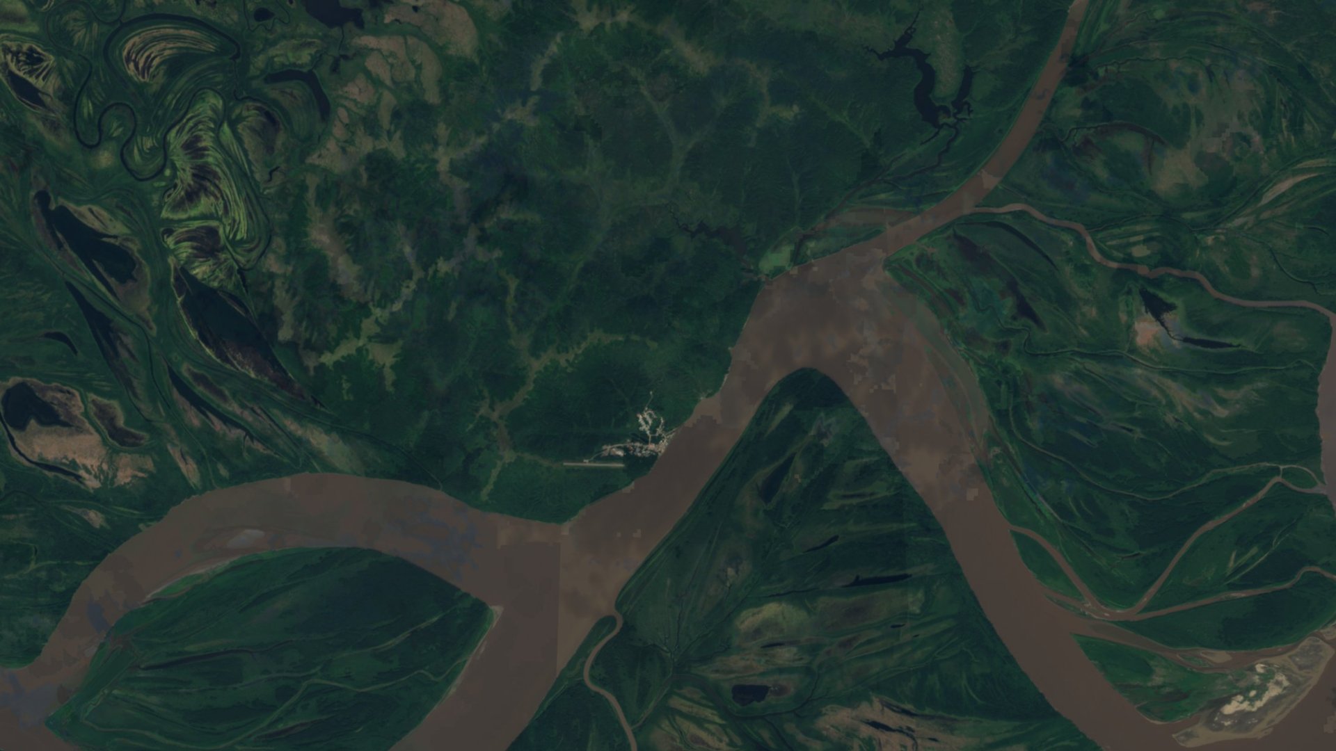 Satellite photograph of the landscape around Pilot Station, Alaska, captured in 2016