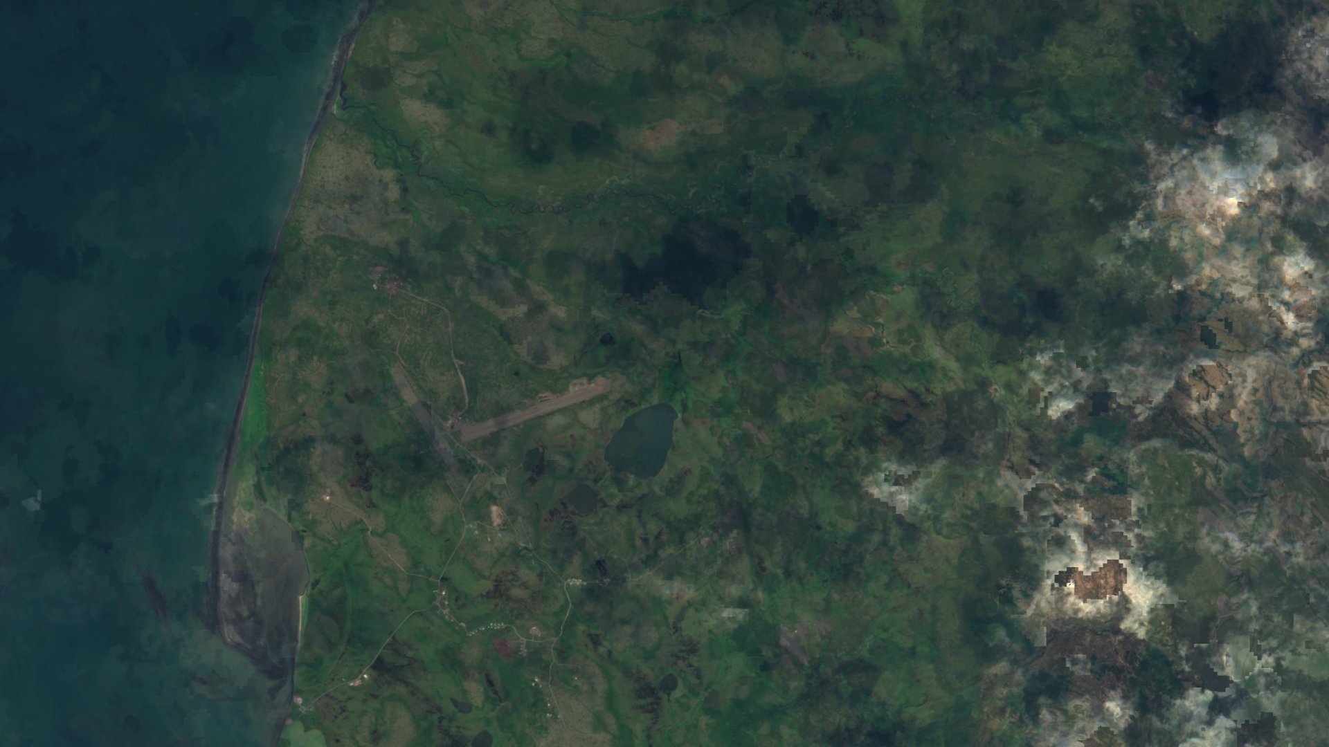 Satellite photograph of the landscape around Port Heiden, Alaska, captured in 2016