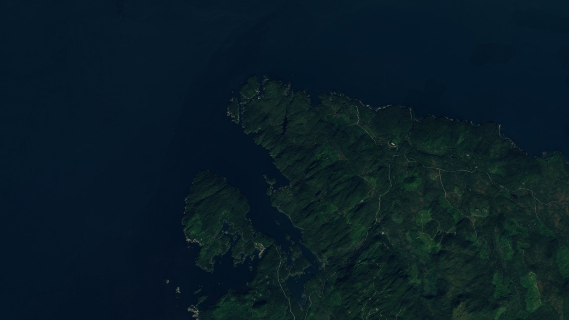 Satellite photograph of the landscape around Port Protection, Alaska, captured in 2016