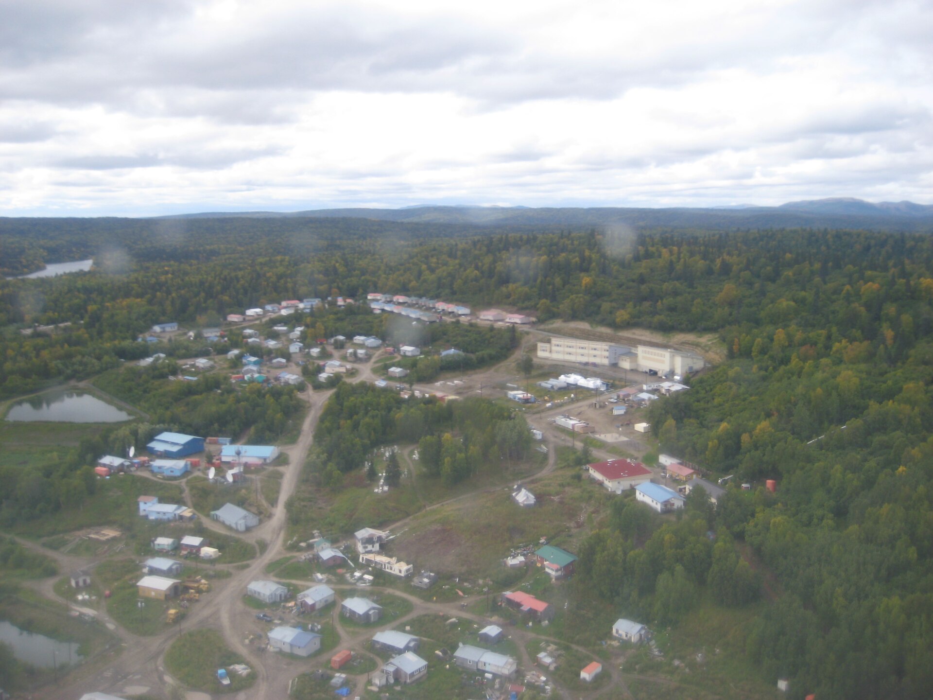 Russian mission in Alaska, aerial view