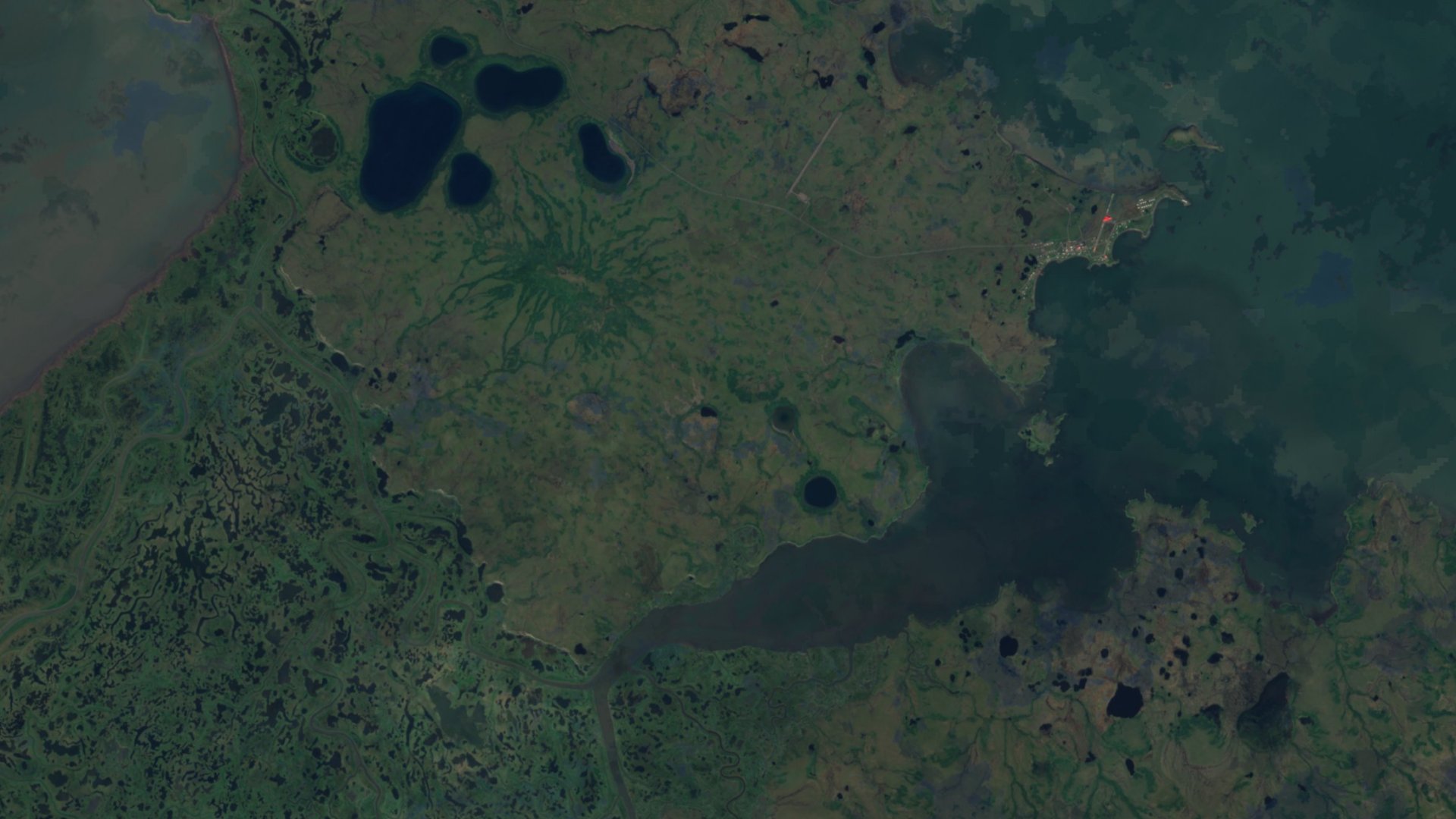 Satellite photograph of the landscape around St. Michael, Alaska, captured in 2016