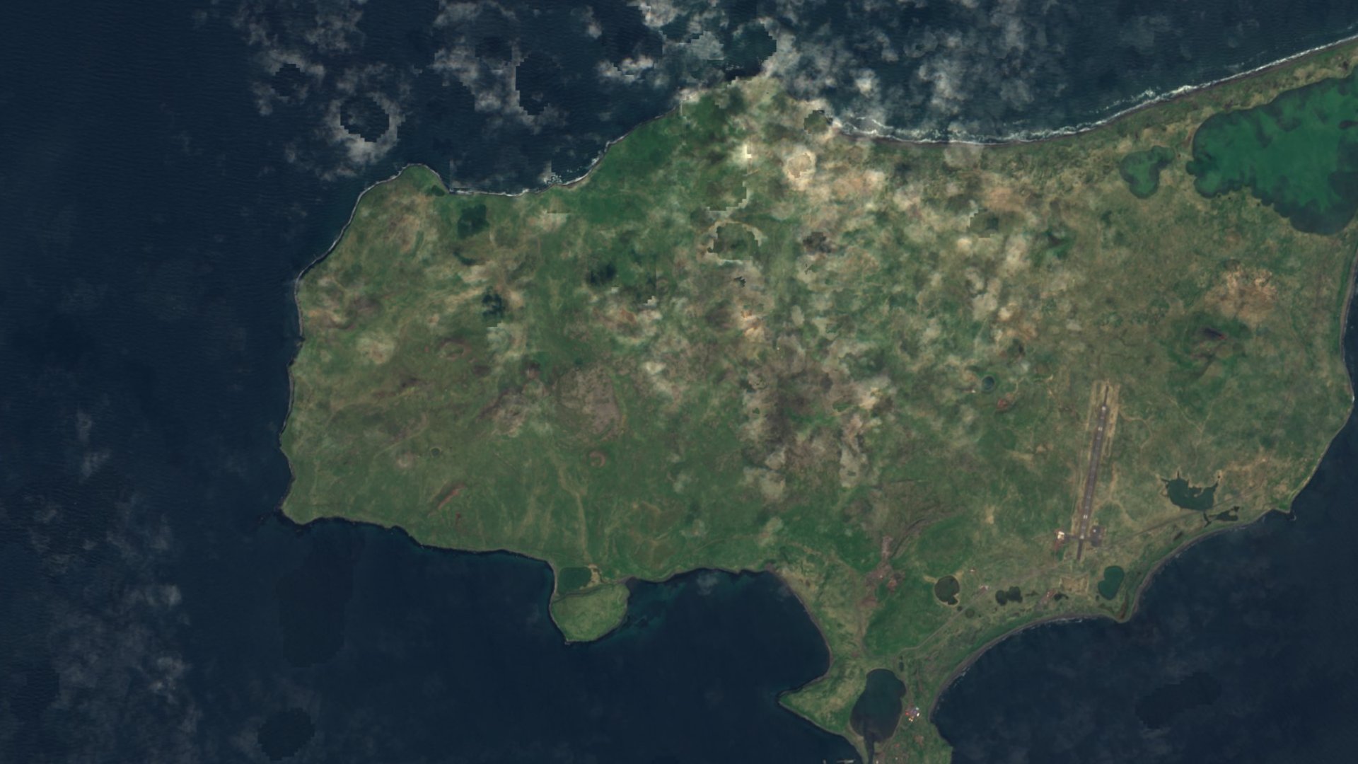 Satellite photograph of the landscape around St. Paul, Alaska, captured in 2016
