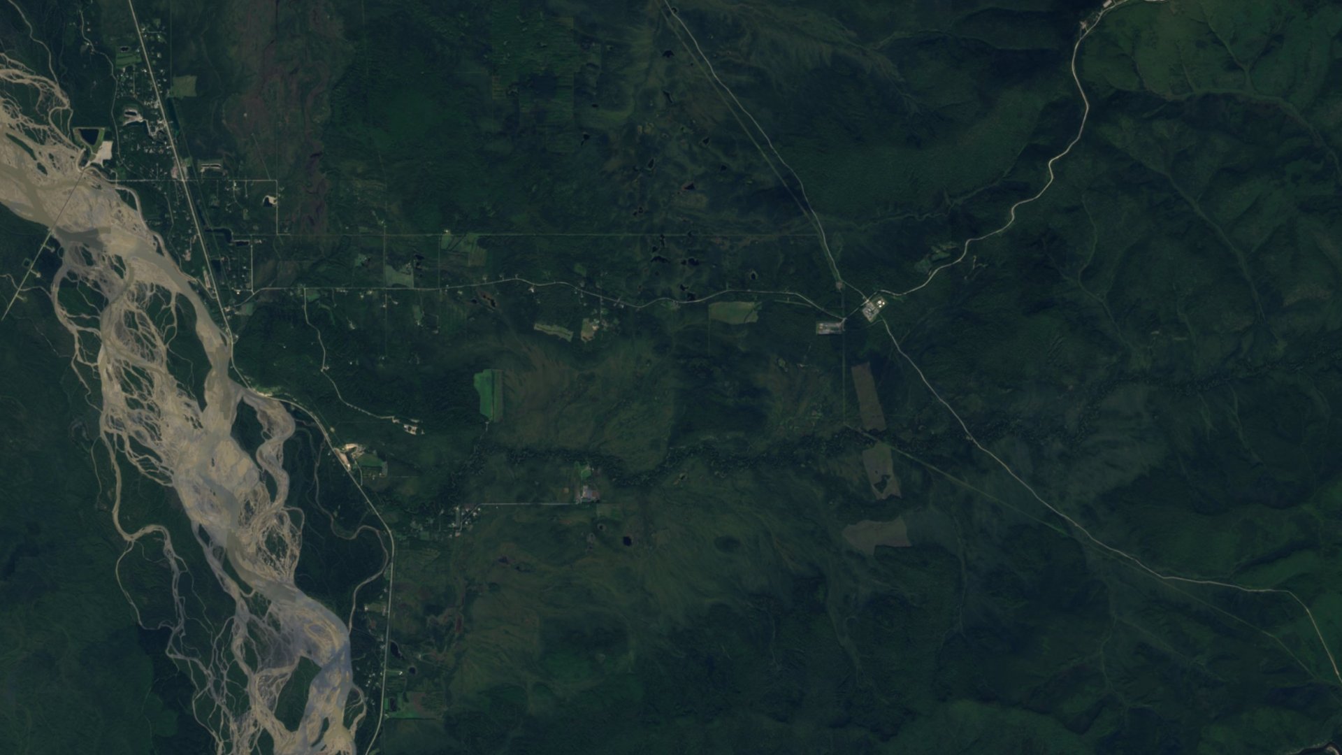 Satellite photograph of the landscape around Salcha, Alaska, captured in 2016