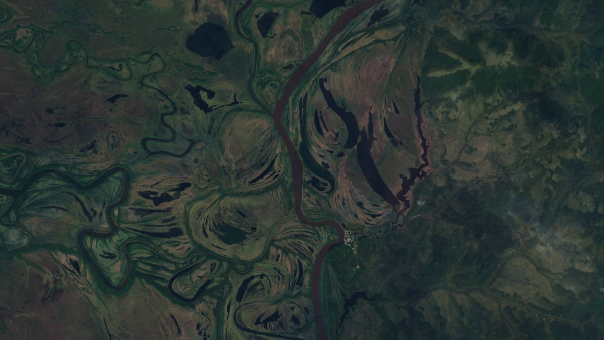 Satellite photograph of the landscape around Shageluk, Alaska, captured in 2016